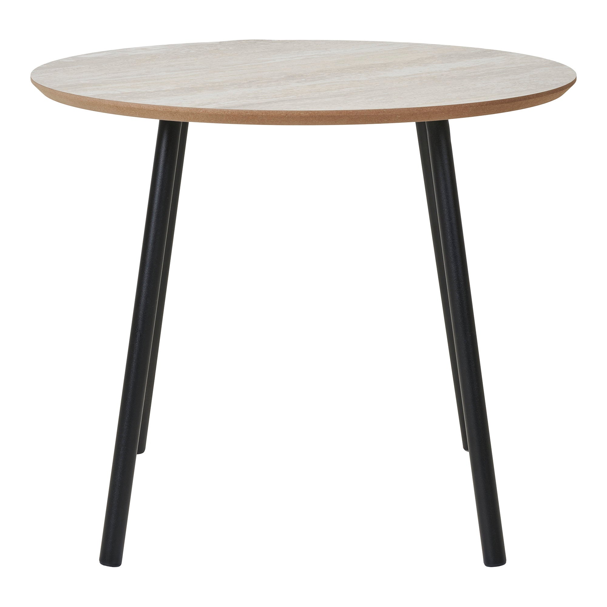 Aalst Salontafel - salontafel, travertijnlook, zwarte poten ø55x45 cm