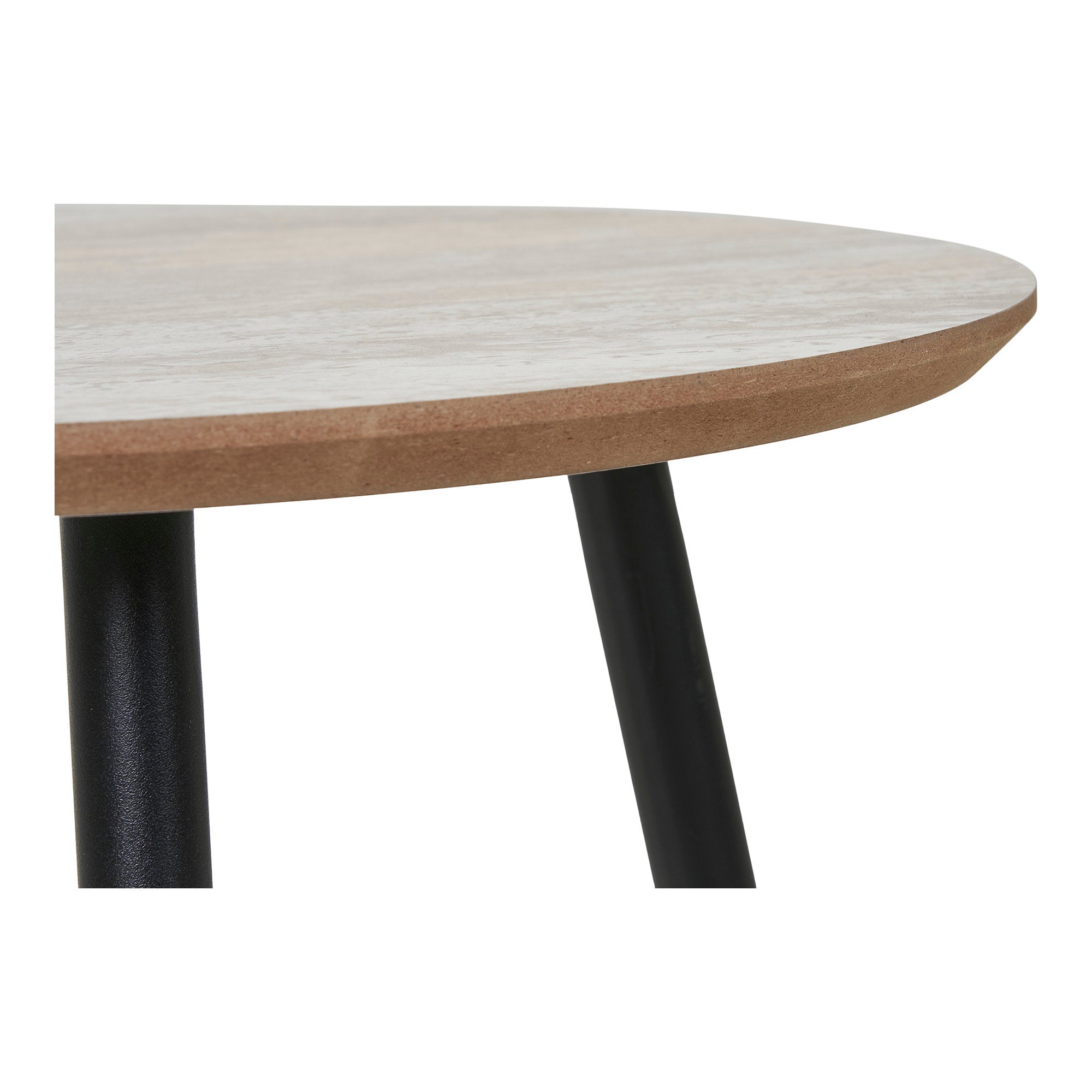 Aalst Salontafel - salontafel, travertijnlook, zwarte poten ø55x45 cm