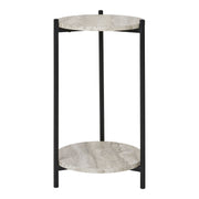 Leuven bijzettafel - bijzettafel, travertijnlook, zwarte poten ø27x46 cm