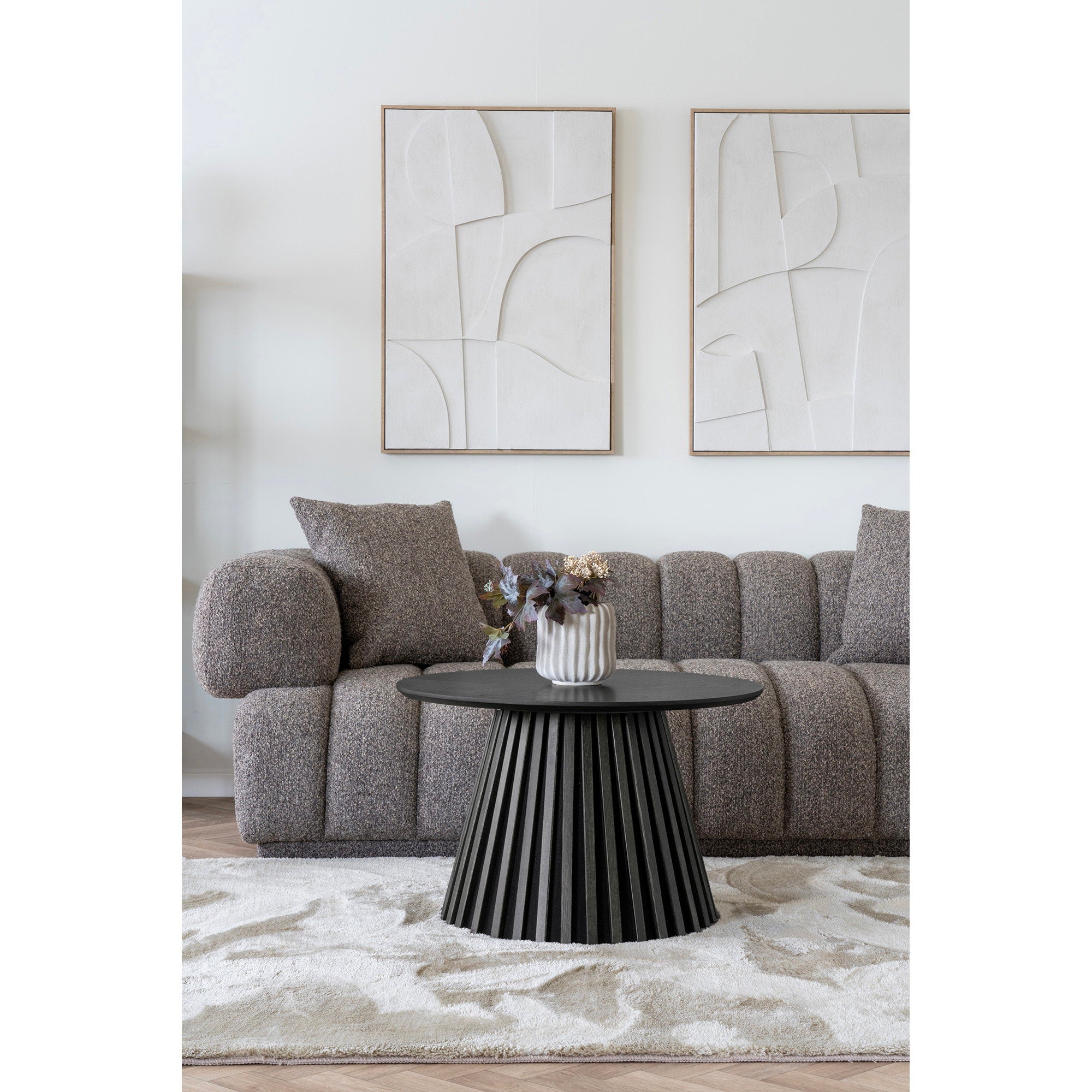 Osaka Salontafel - Salontafel, eikenfineer, zwart ø70x45 cm