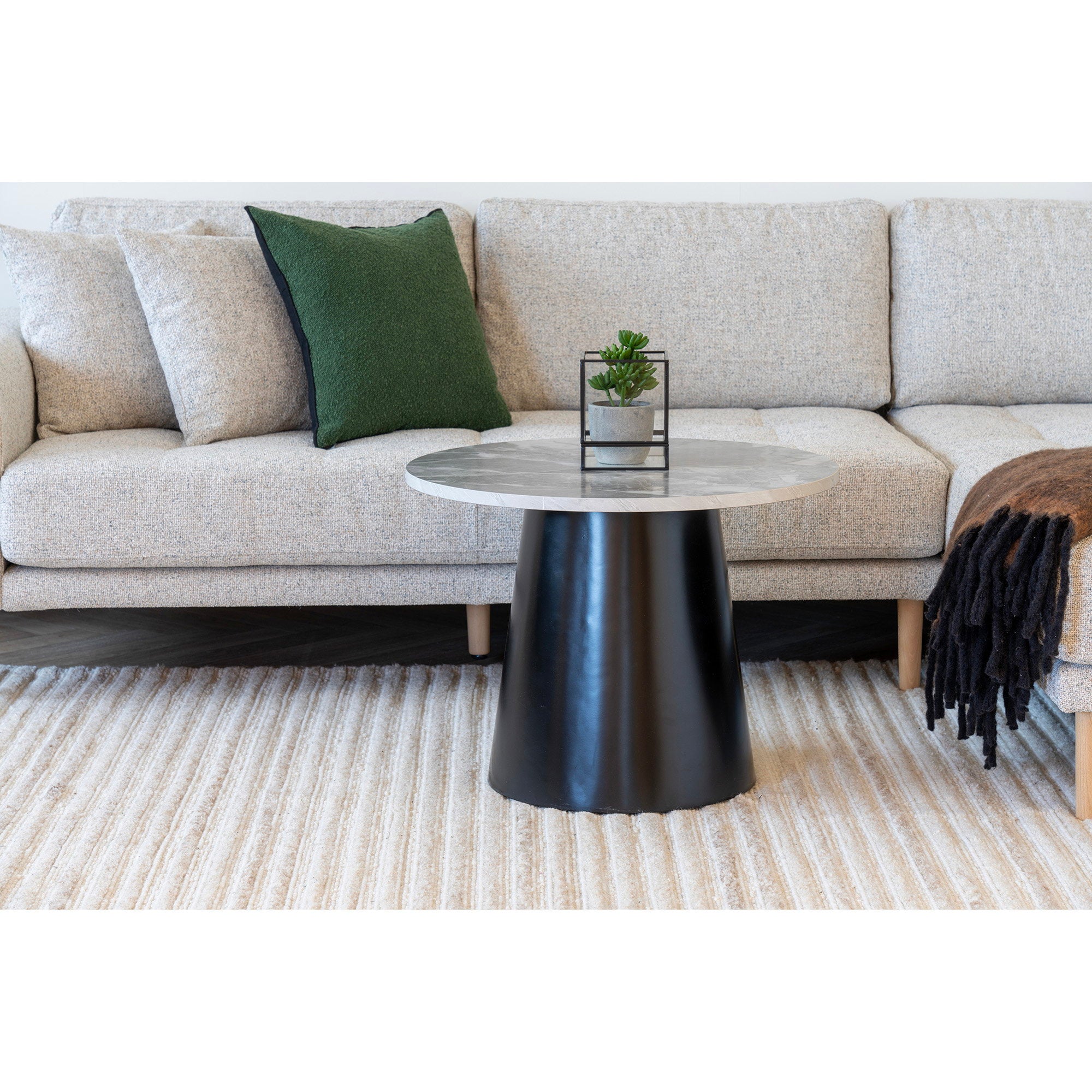 Brito Salontafel - salontafel, marmerlook, grijs/zwart ø60x45 cm