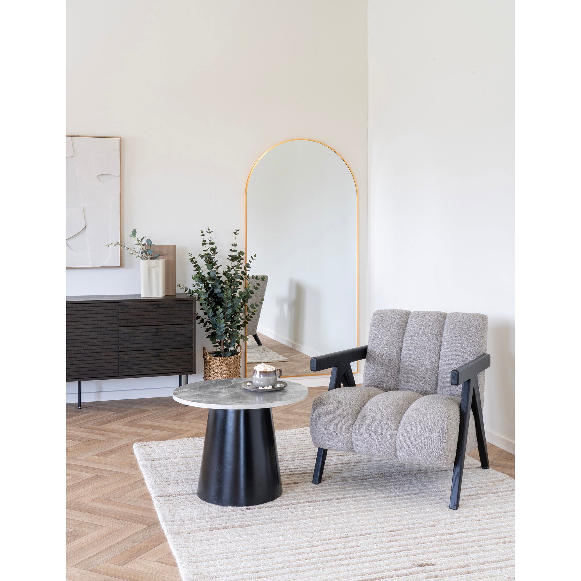 Brito Salontafel - salontafel, marmerlook, grijs/zwart ø60x45 cm