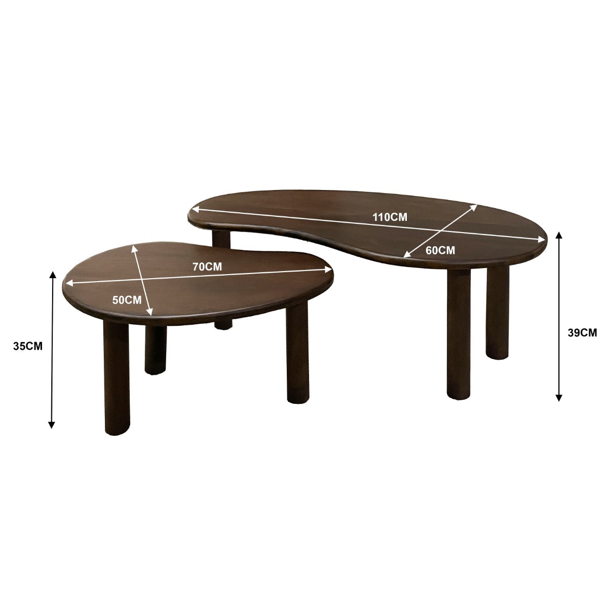 Salontafel Brix Nubi Bruin set van 2
