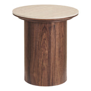 Delphi Side Table - Bijzettafel, ceramisch tafelblad, travertijn/donkerbruin ø45 x 50 cm