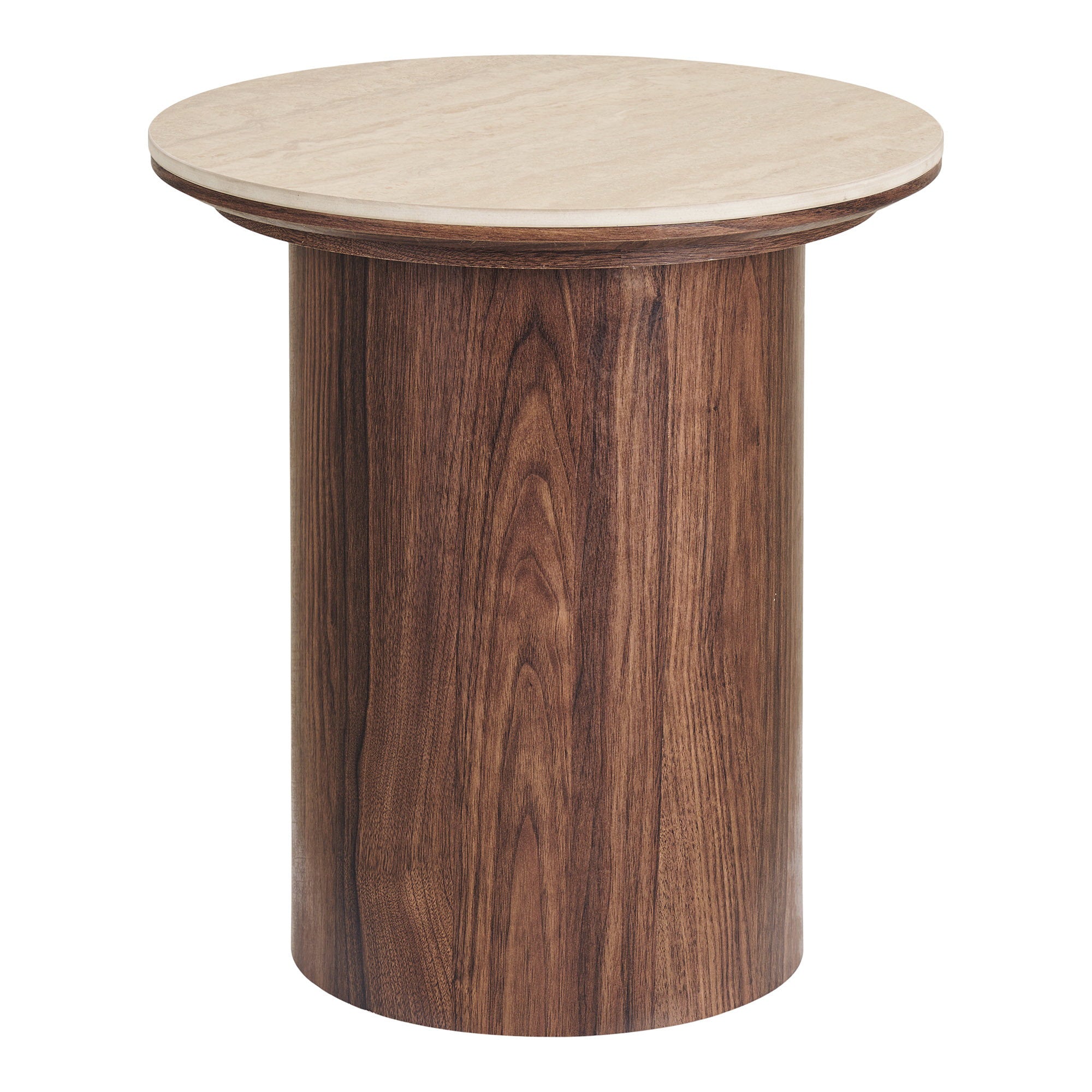 Delphi Side Table - Bijzettafel, ceramisch tafelblad, travertijn/donkerbruin ø45 x 50 cm