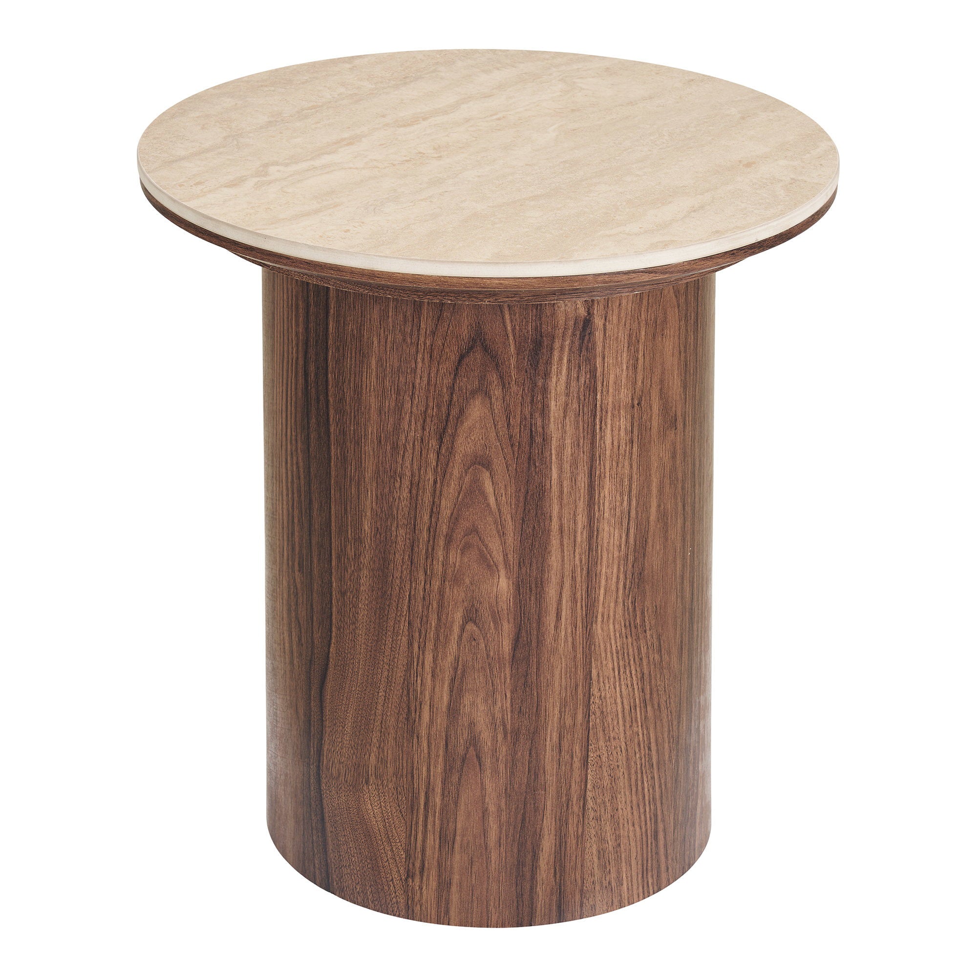 Delphi Side Table - Bijzettafel, ceramisch tafelblad, travertijn/donkerbruin ø45 x 50 cm