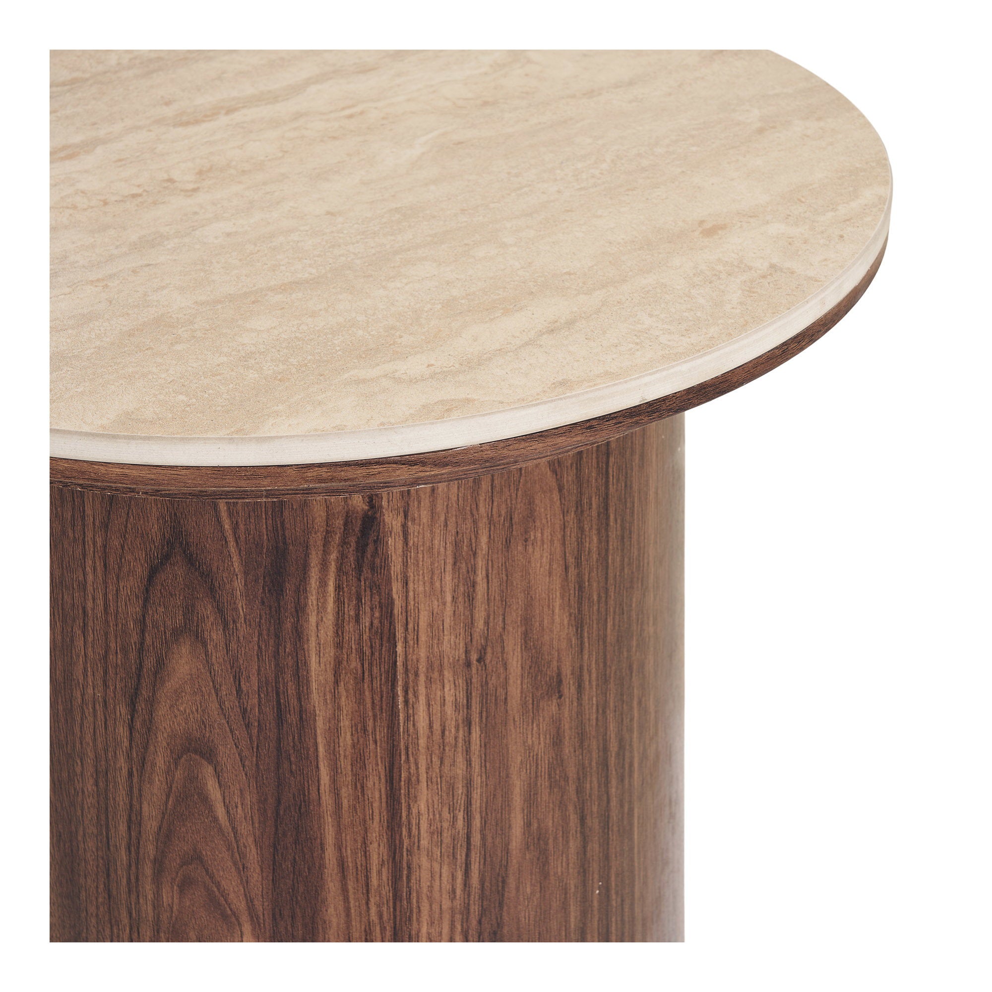 Delphi Side Table - Bijzettafel, ceramisch tafelblad, travertijn/donkerbruin ø45 x 50 cm