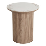 Athens bijzettafel - bijzettafel, keramisch tafelblad, wit/bruin ø45 x 50 cm