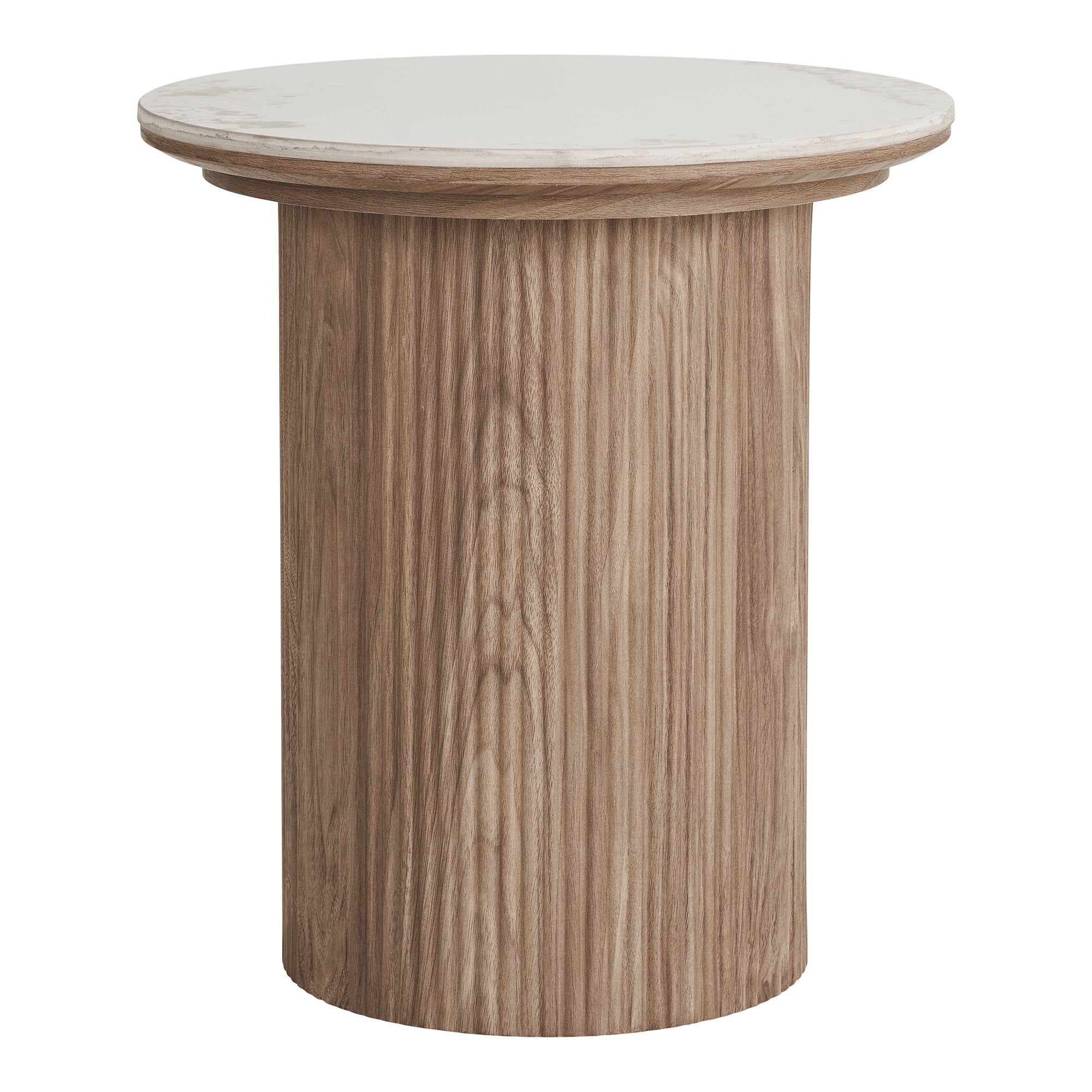 Athens bijzettafel - bijzettafel, keramisch tafelblad, wit/bruin ø45 x 50 cm