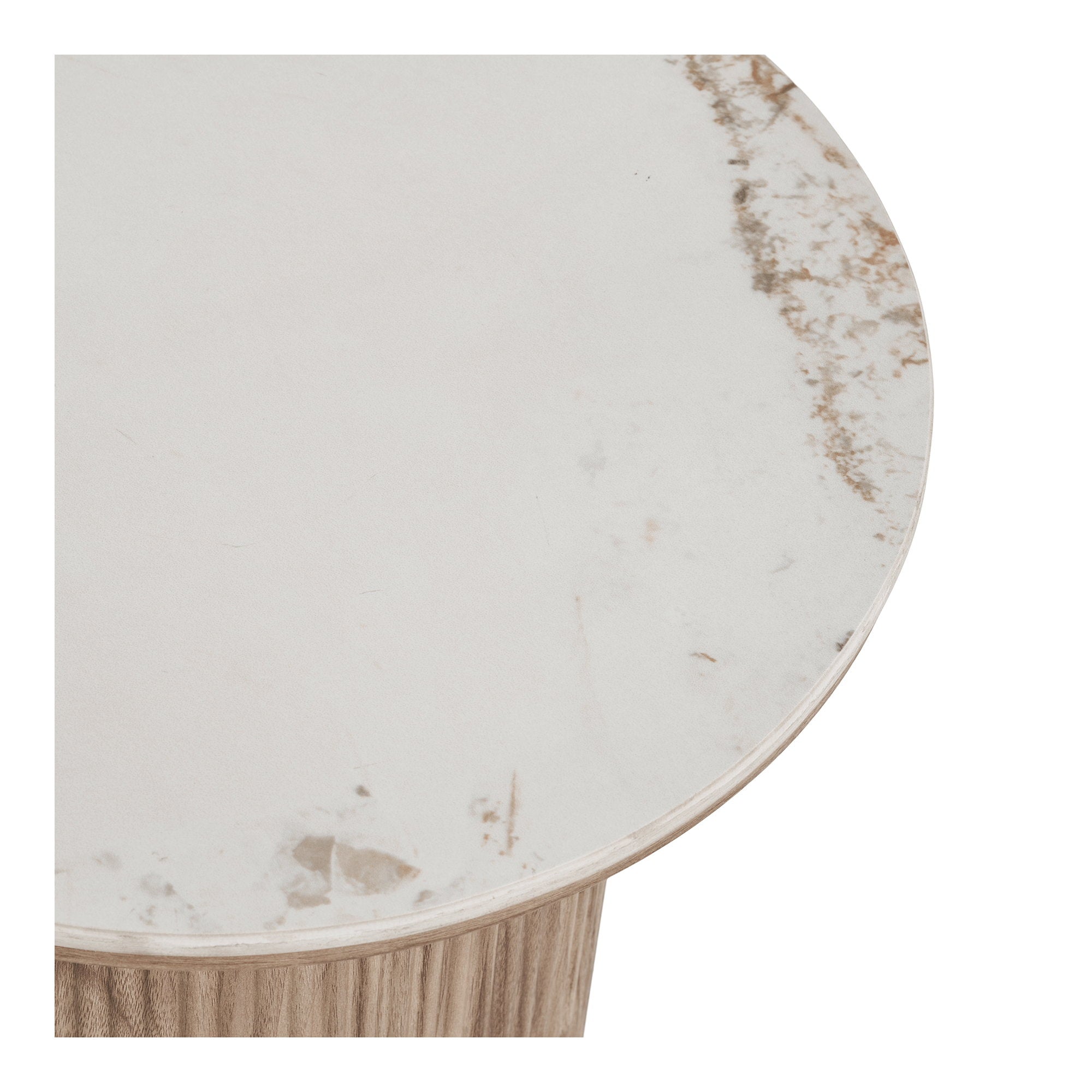 Athens bijzettafel - bijzettafel, keramisch tafelblad, wit/bruin ø45 x 50 cm