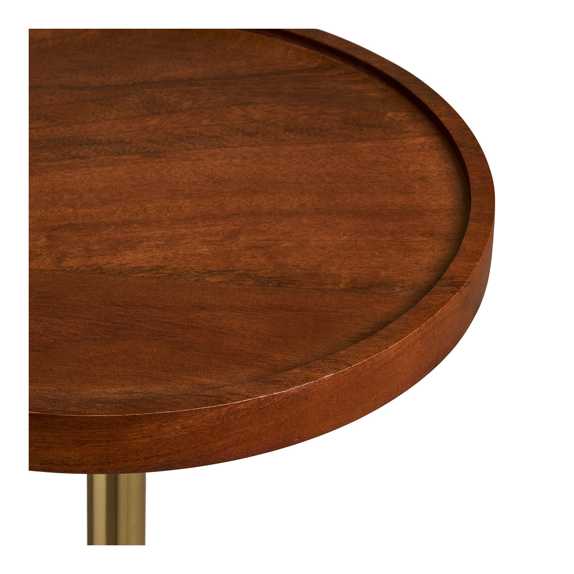 Sirone bijzettafel - mangohout/staal, zwart/messinglook/donkerbruin Ø30x56 cm
