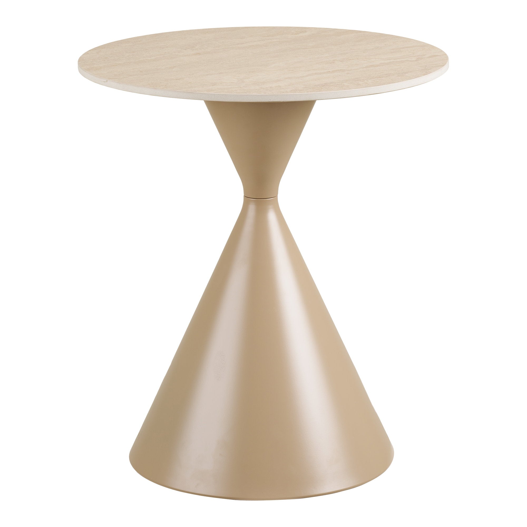 Annecy Bijzettafel - Bijzettafel, keramisch tafelblad/staal, travertijn/zand ø50x56 cm