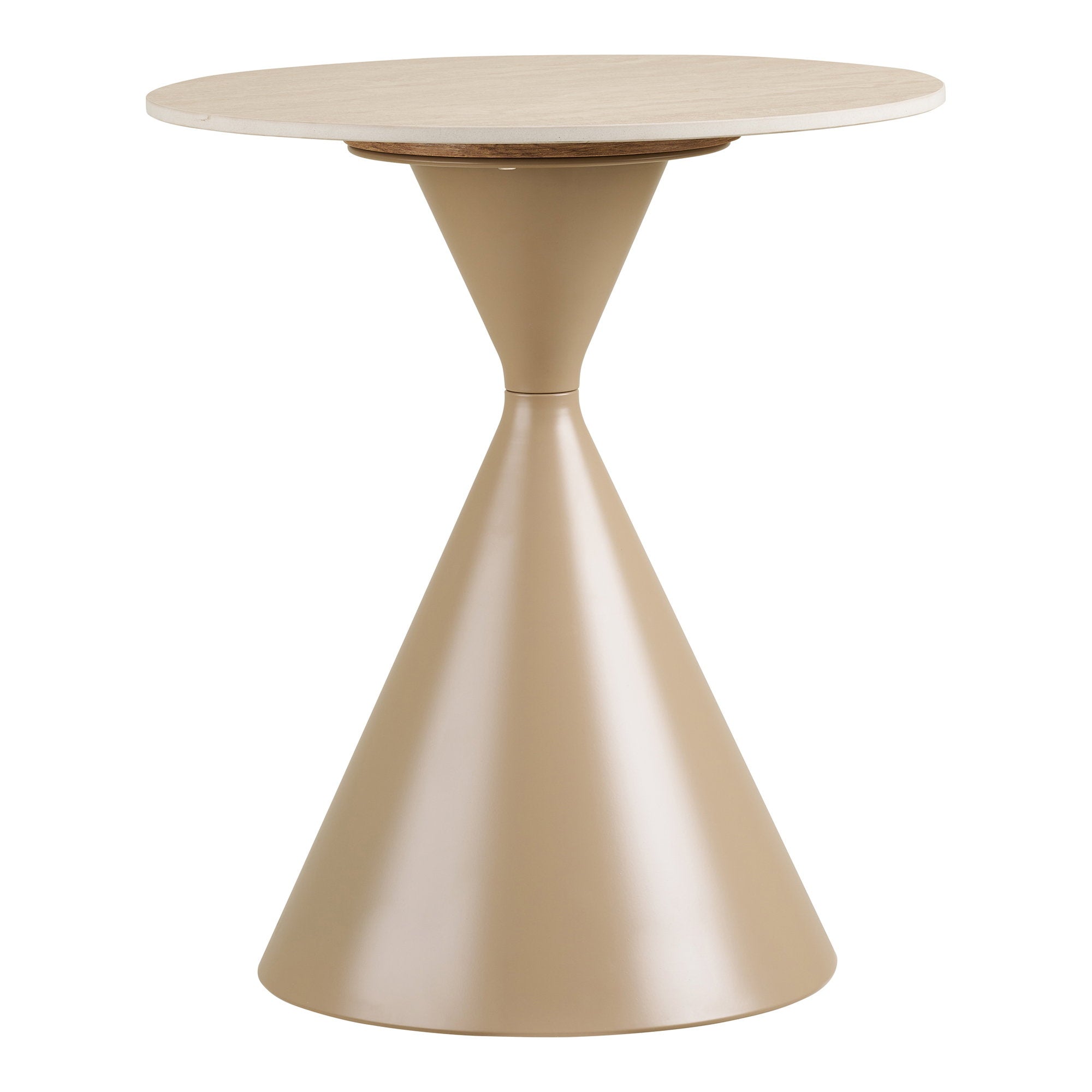 Annecy Bijzettafel - Bijzettafel, keramisch tafelblad/staal, travertijn/zand ø50x56 cm