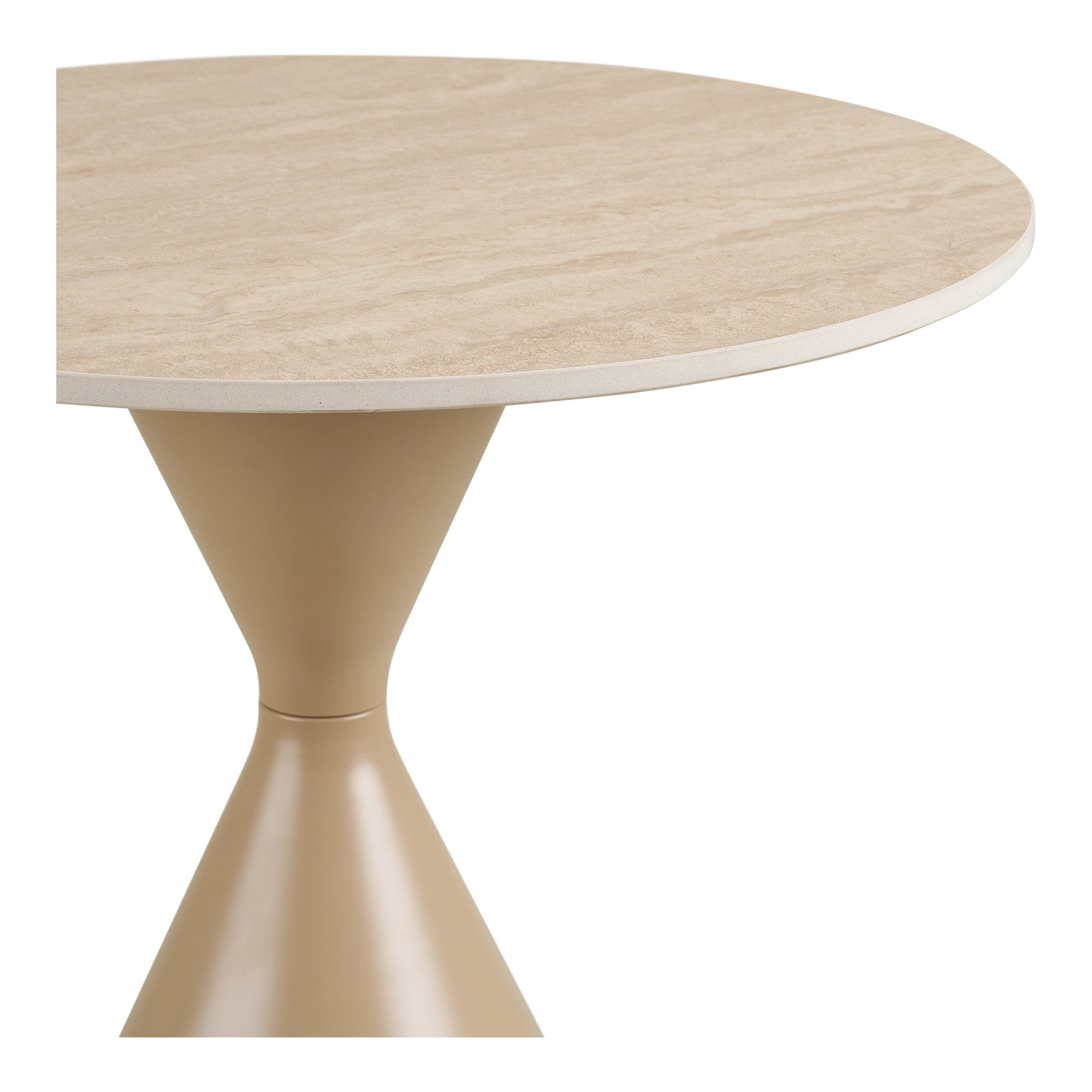 Annecy Bijzettafel - Bijzettafel, keramisch tafelblad/staal, travertijn/zand ø50x56 cm