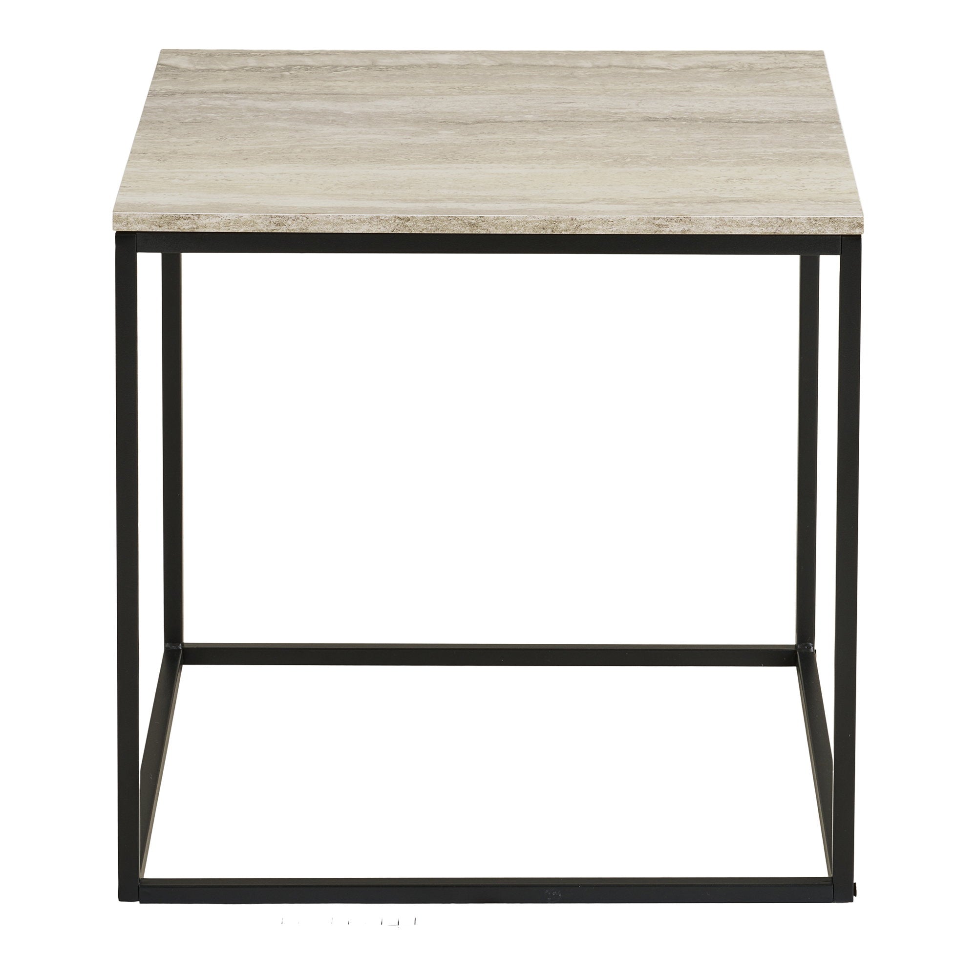 Vita bijzettafel - bijzettafel, travertijnlook, zwart staal 45x45x45 cm