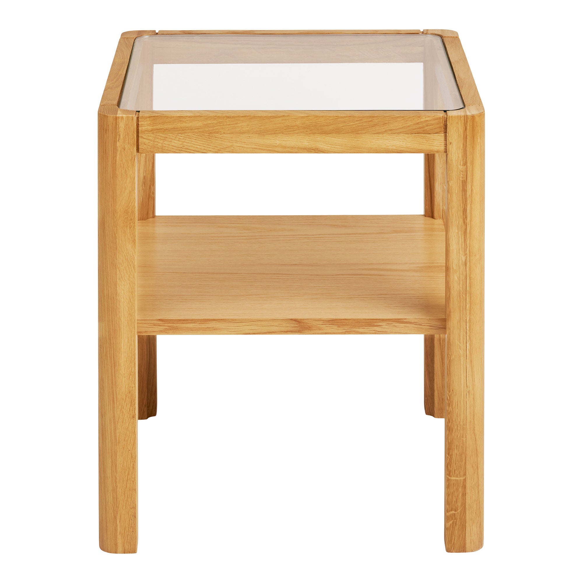 Lourmarin Bijzettafel - Bijzettafel, eiken/eikenfineer/gehard glas, naturel 40x40x45 cm