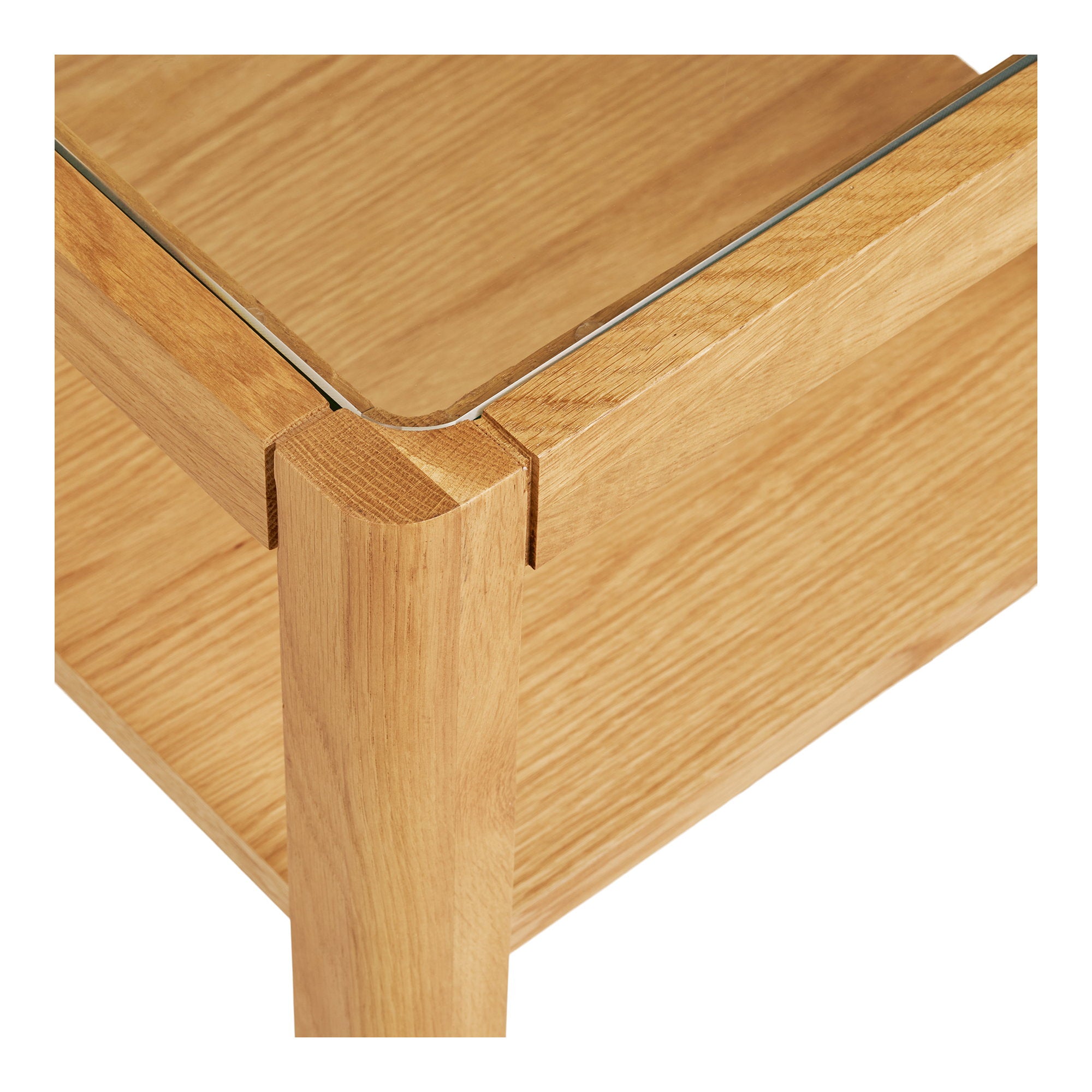 Lourmarin Bijzettafel - Bijzettafel, eiken/eikenfineer/gehard glas, naturel 40x40x45 cm