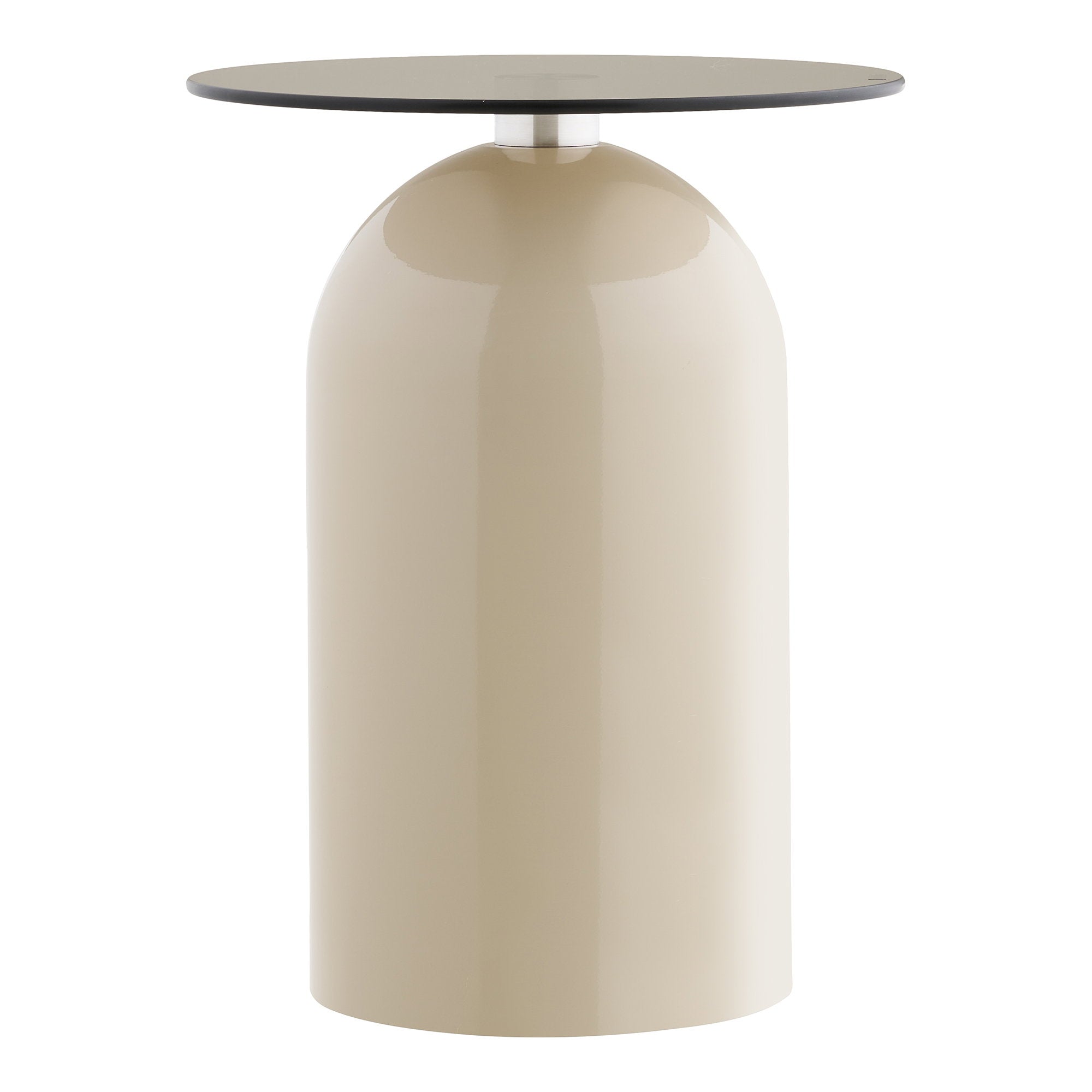 Ravello Bijzettafel - Bijzettafel, gehard glas/metaal, grijs/beige ø40x52 cm