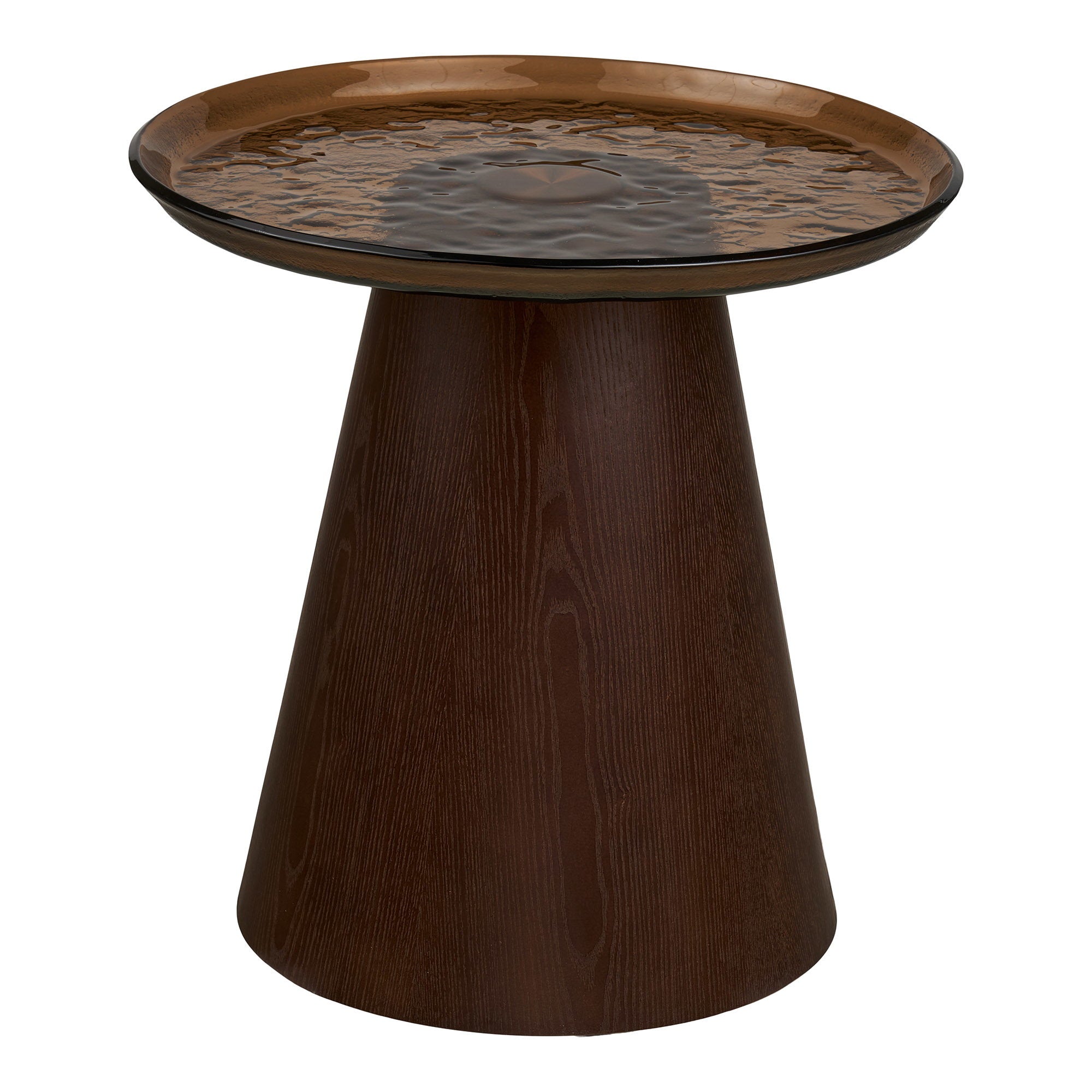 Orvieto Bijzettafel - bijzettafel, essenfineer/glas, bruin ø50x48 cm