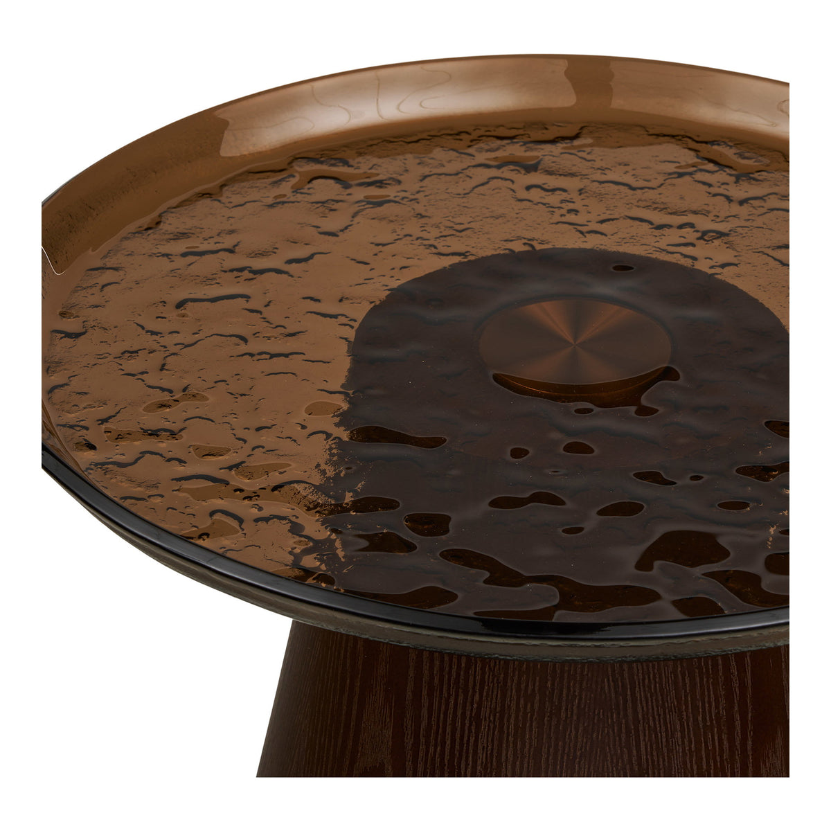 Orvieto Bijzettafel - bijzettafel, essenfineer/glas, bruin ø50x48 cm