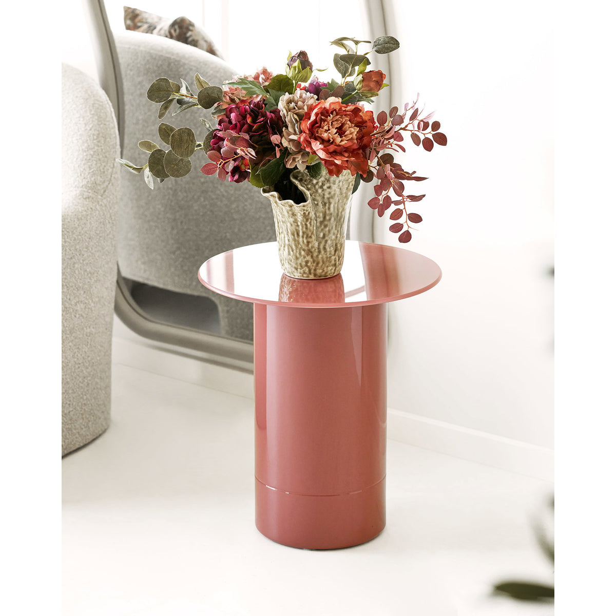 Florens Side Table - Bijzettafel, aards roze ø45x51 cm