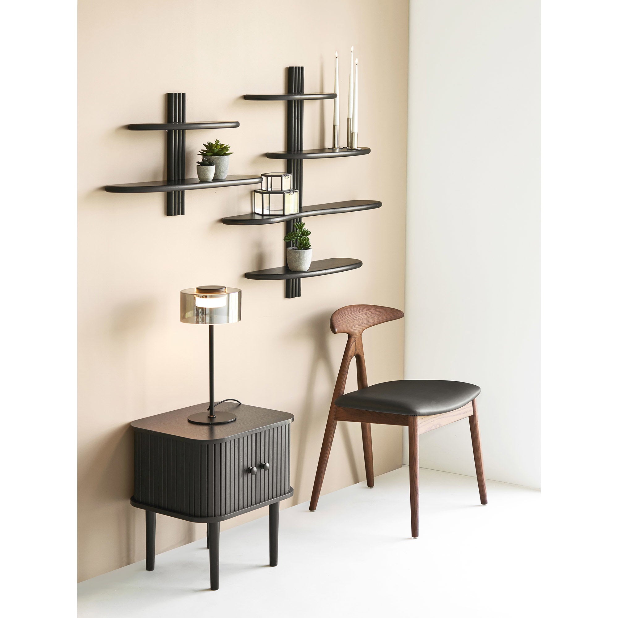 Nikko Bijzettafel - Bijzettafel, 2 deuren, zwart 45x40x50,5 cm