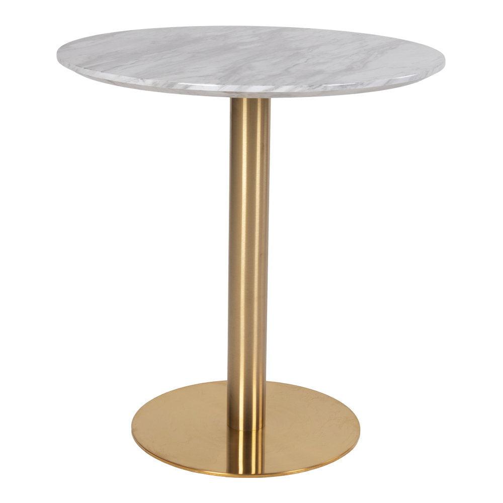 Bolzano Eettafel - marmerlook tafelblad, messinglook onderstel ø70x75 cm