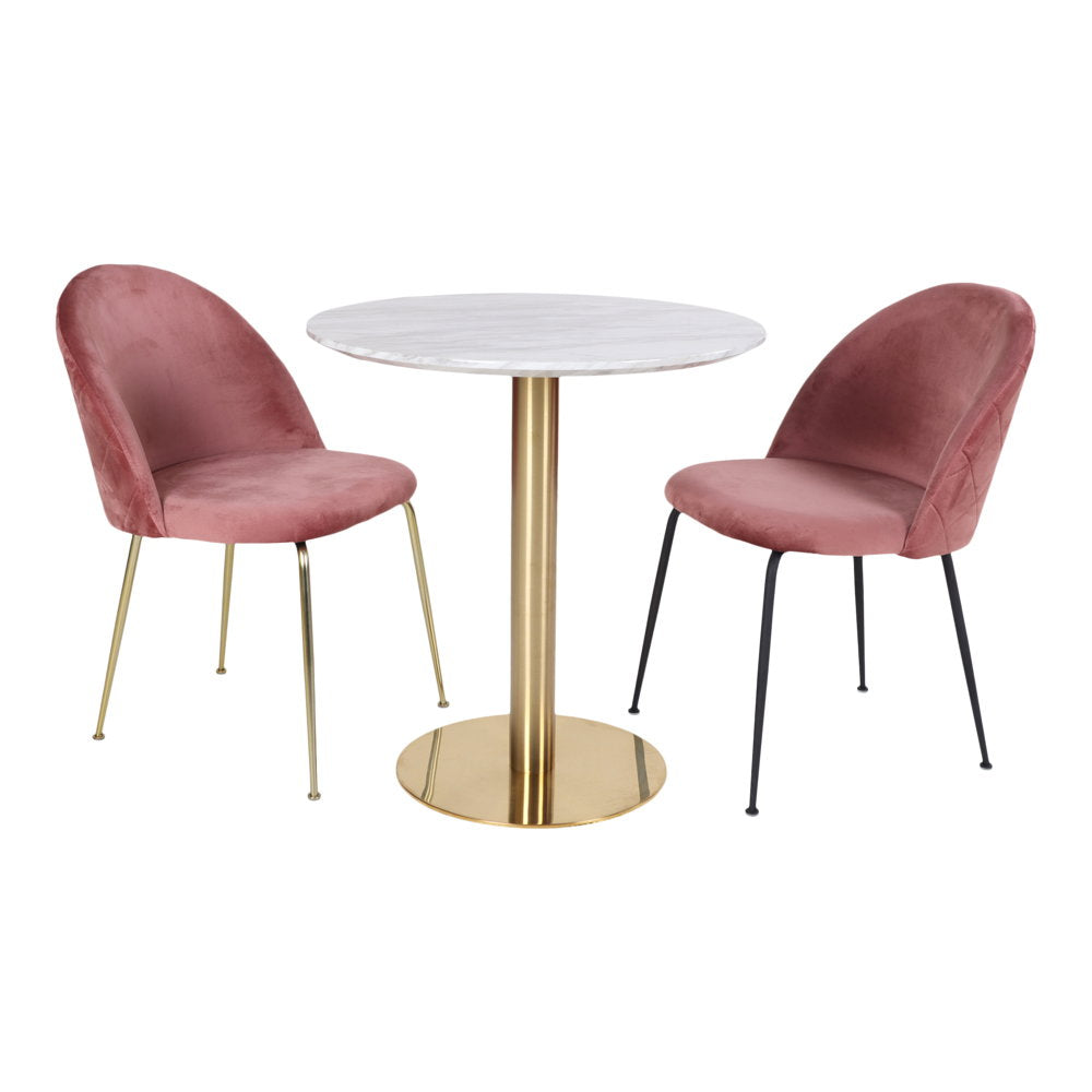 Bolzano Eettafel - marmerlook tafelblad, messinglook onderstel ø70x75 cm