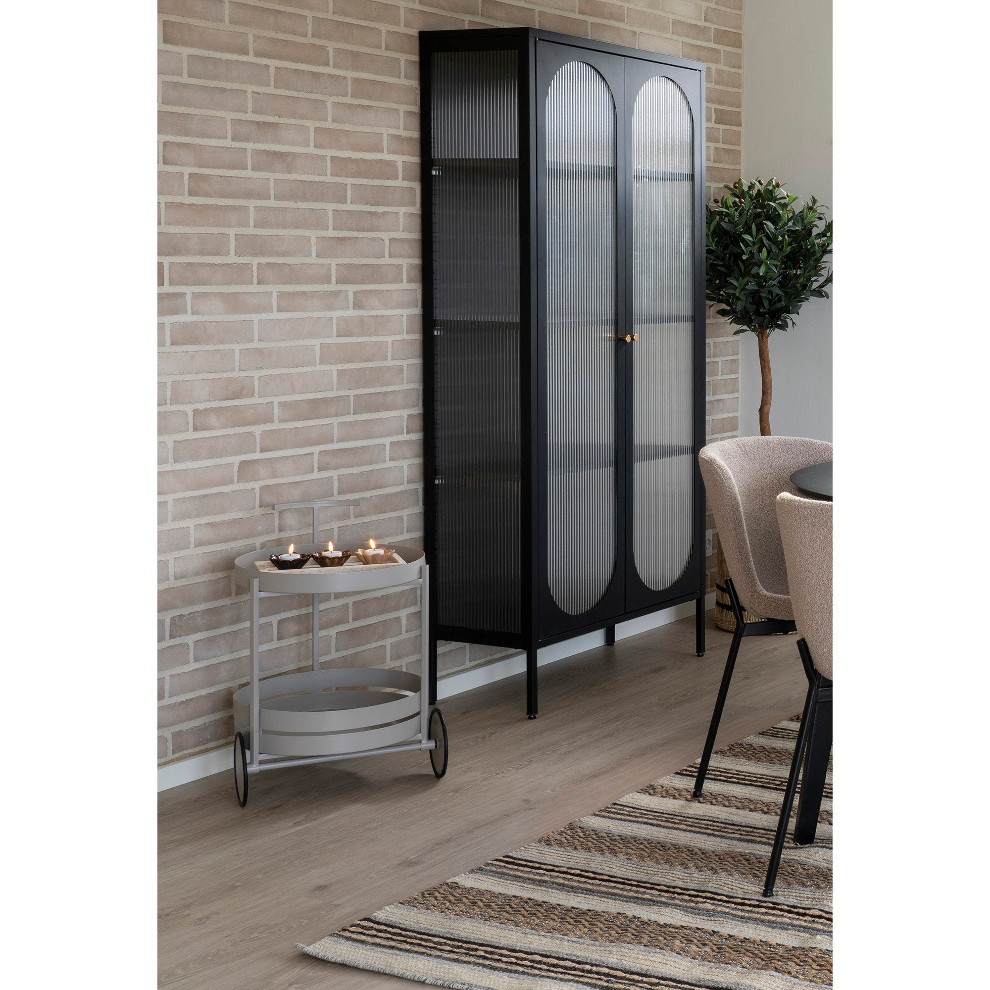 Beja Bartrolley - Bartrolley, staal, grijs, 2 planken 40x42x61 cm