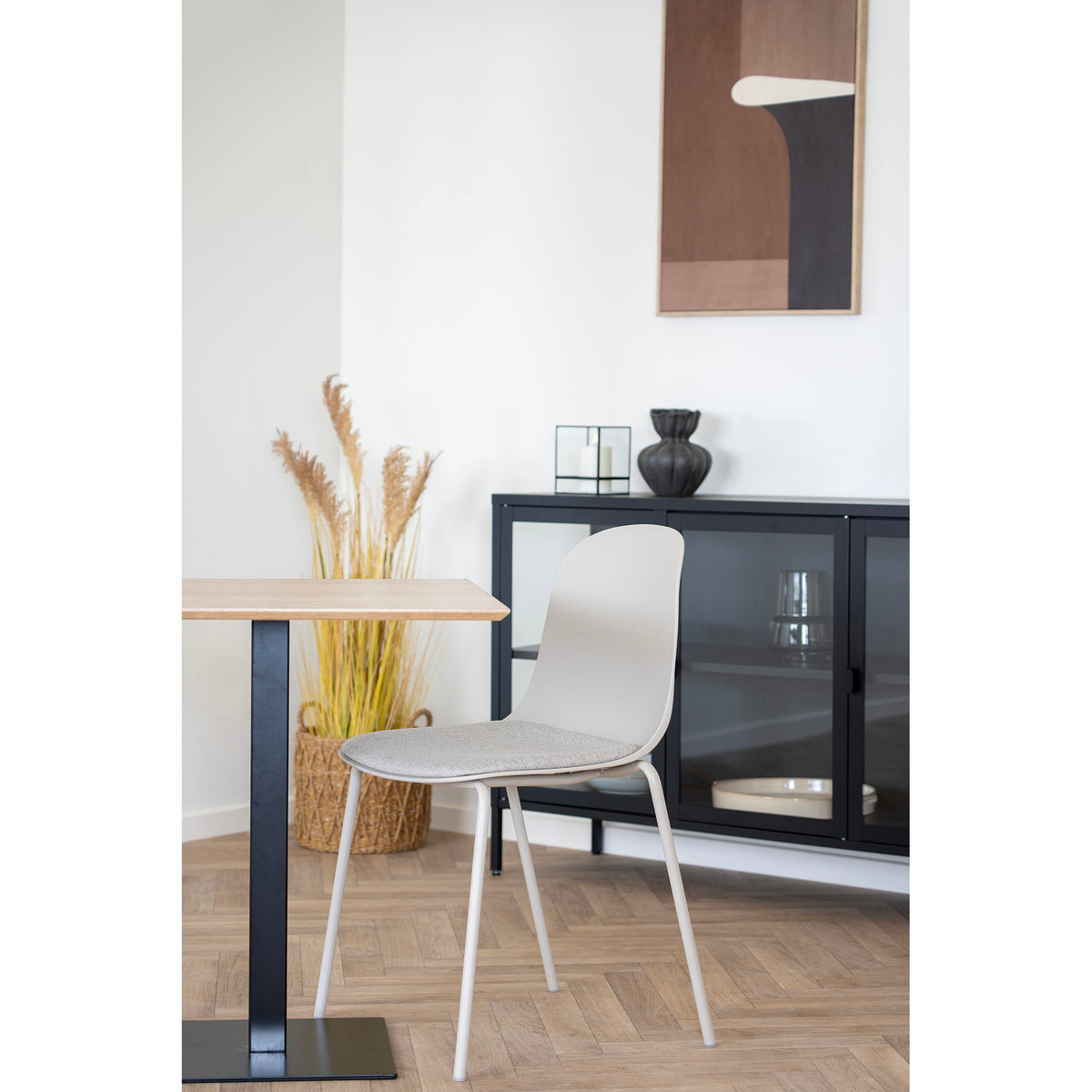 Fano cafétafel - cafétafel, melamine, naturel, zwart metalen onderstel 70x70x75 cm