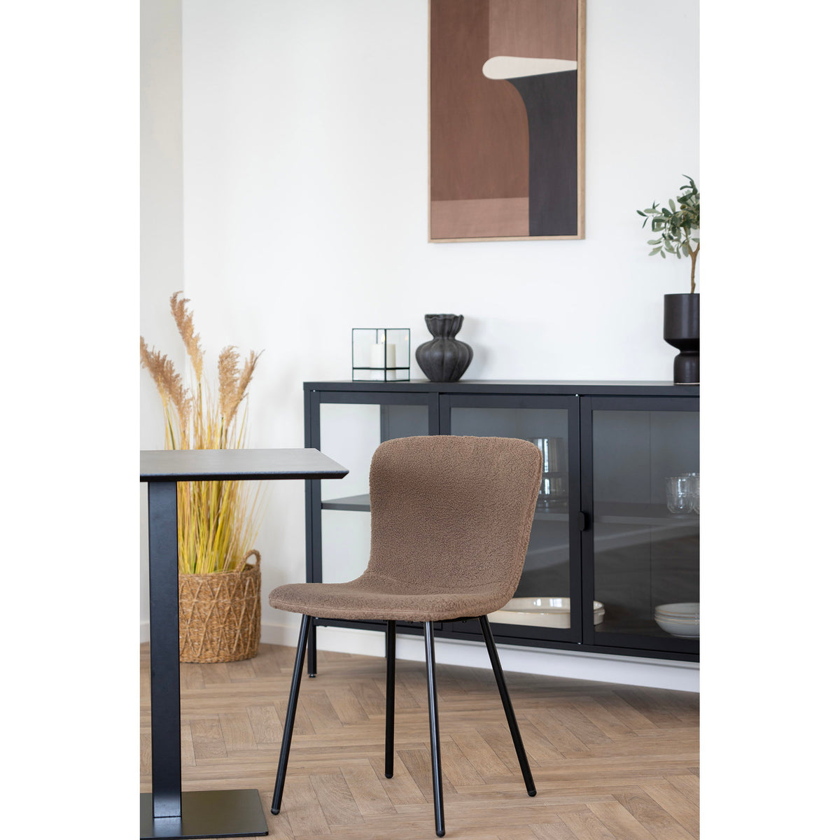 Fano cafetafel - cafetafel, melamine, donker steenlook, zwart metalen onderstel 70x70x75 cm