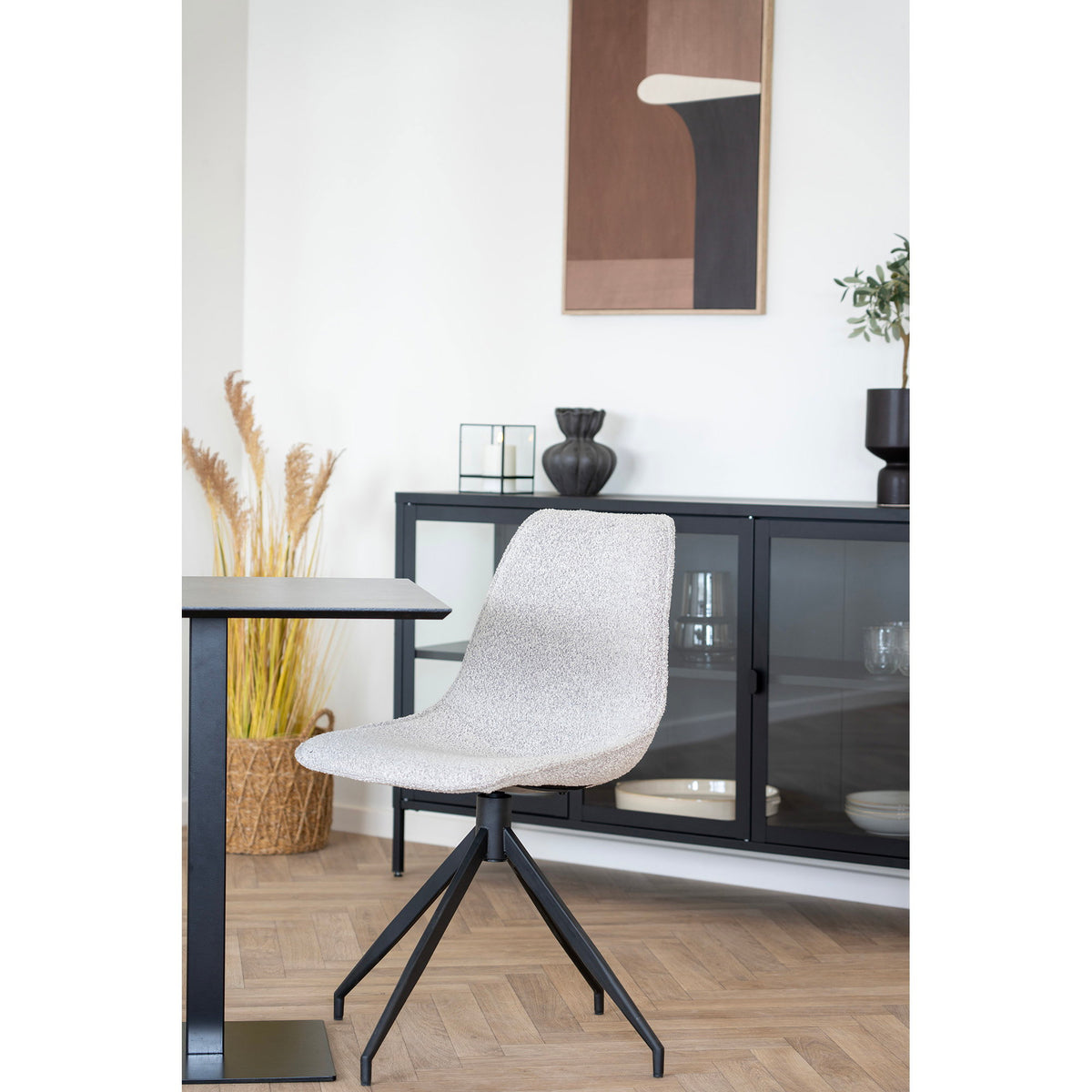 Fano cafetafel - cafetafel, melamine, donker steenlook, zwart metalen onderstel 70x70x75 cm