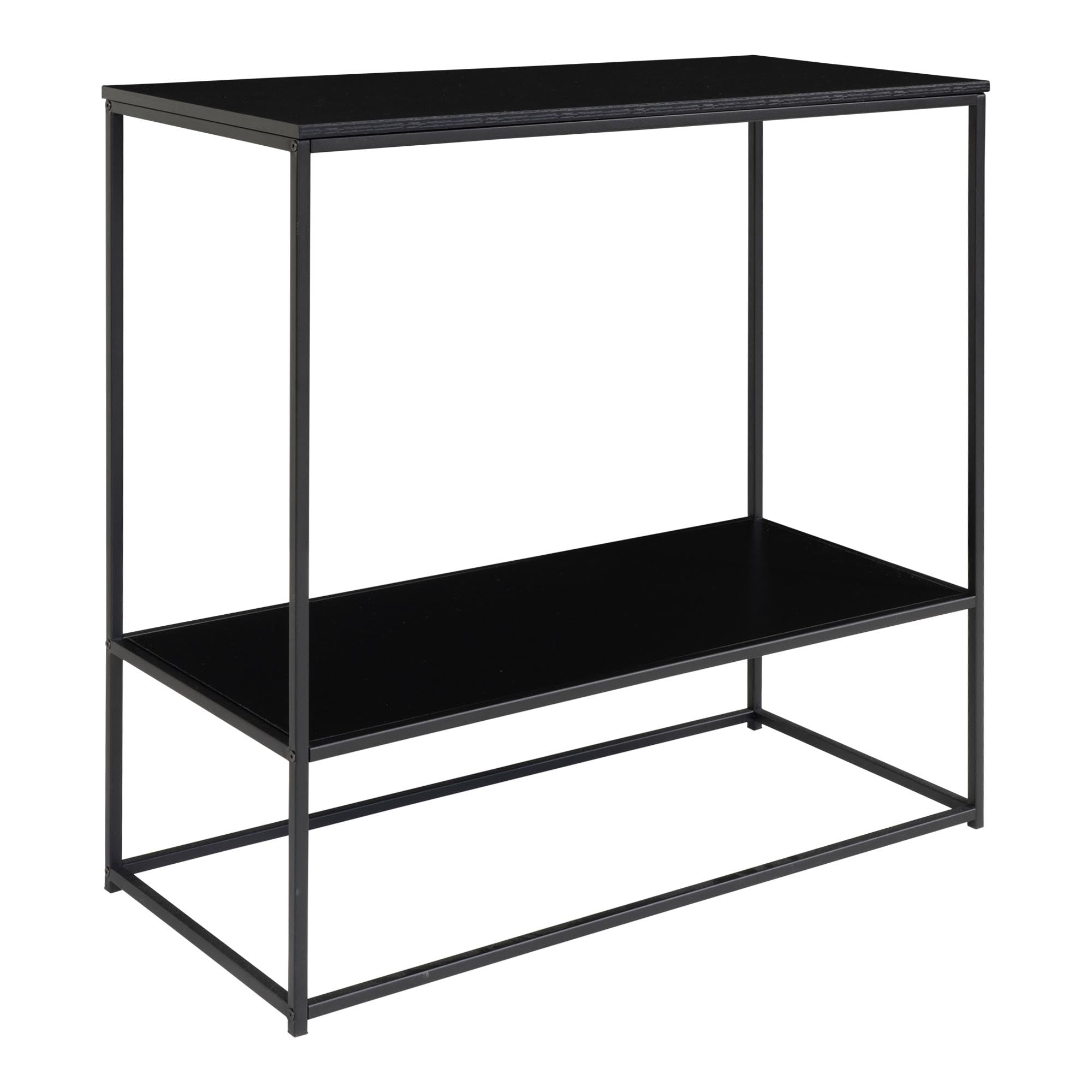 Vita Consoletafel - Consoletafel, 2 planken, zwart, zwart frame 80x36x80 cm