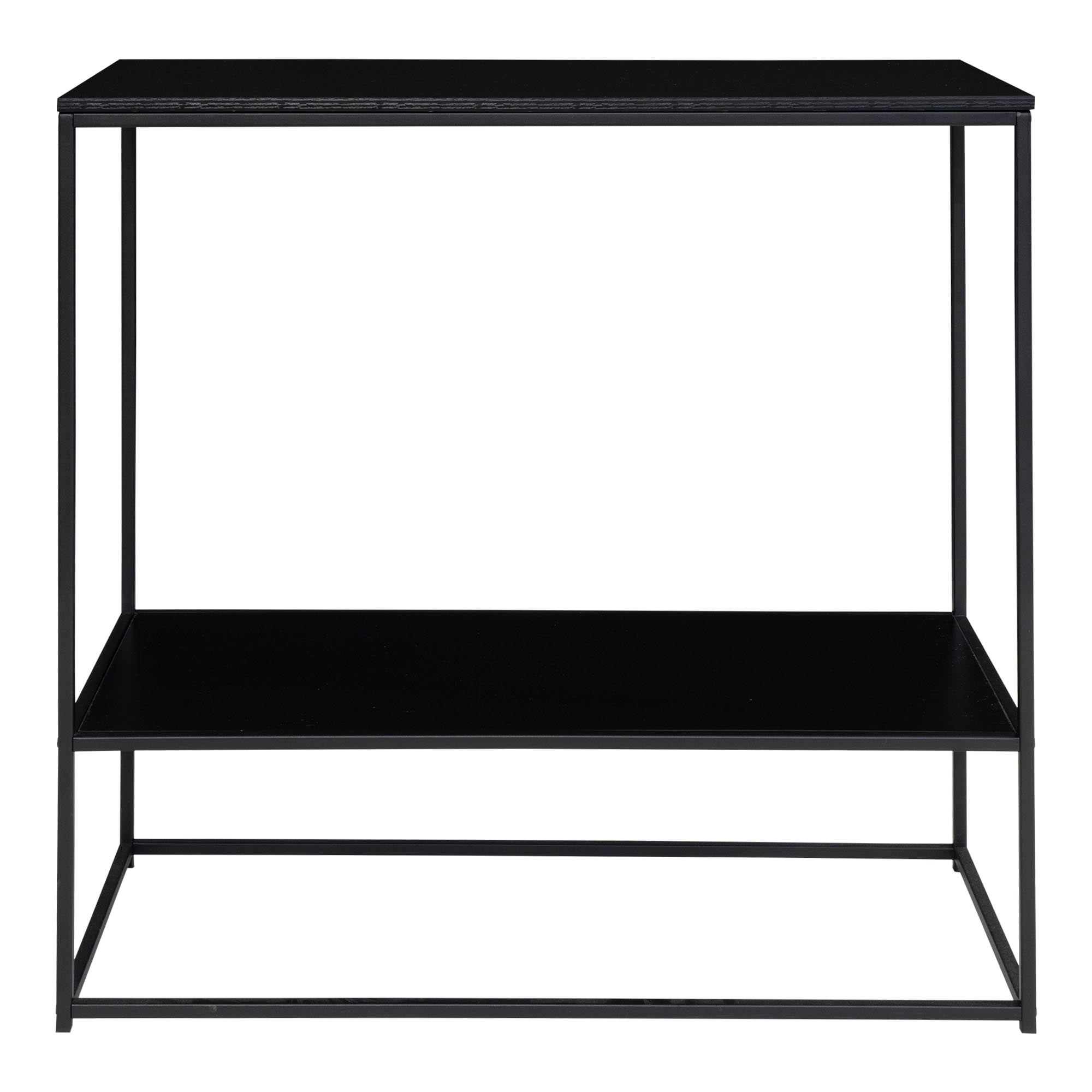 Vita Consoletafel - Consoletafel, 2 planken, zwart, zwart frame 80x36x80 cm