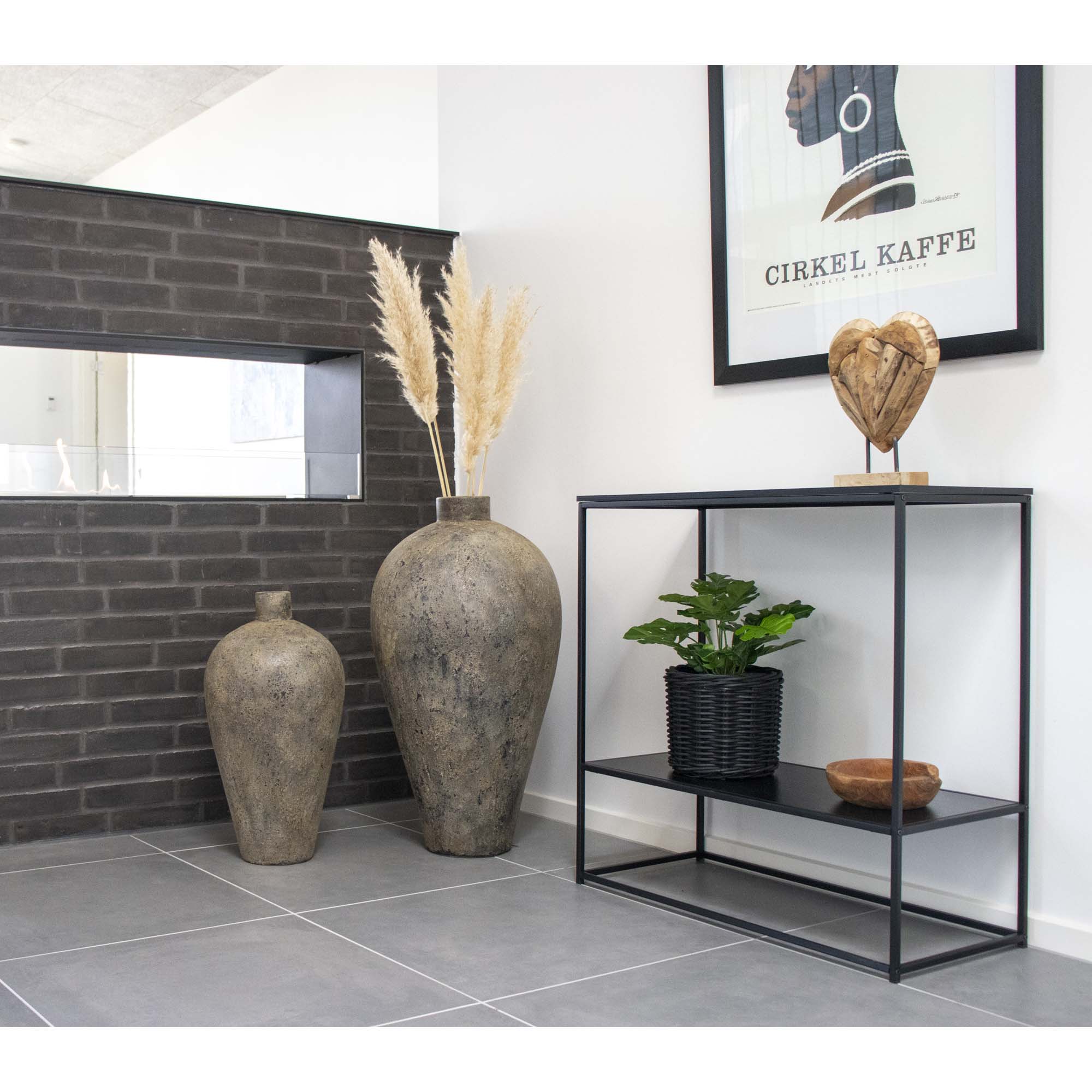 Vita Consoletafel - Consoletafel, 2 planken, zwart, zwart frame 80x36x80 cm