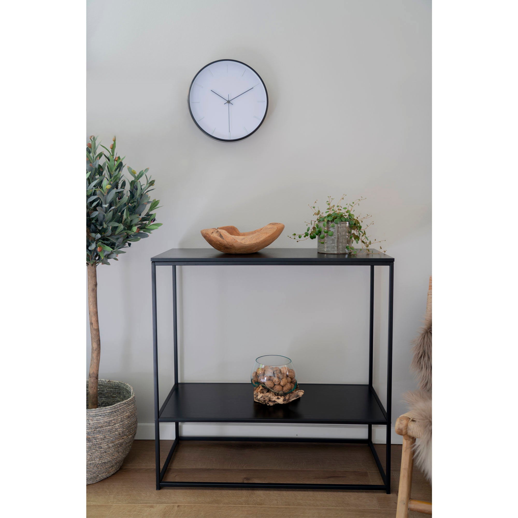 Vita Consoletafel - Consoletafel, 2 planken, zwart, zwart frame 80x36x80 cm