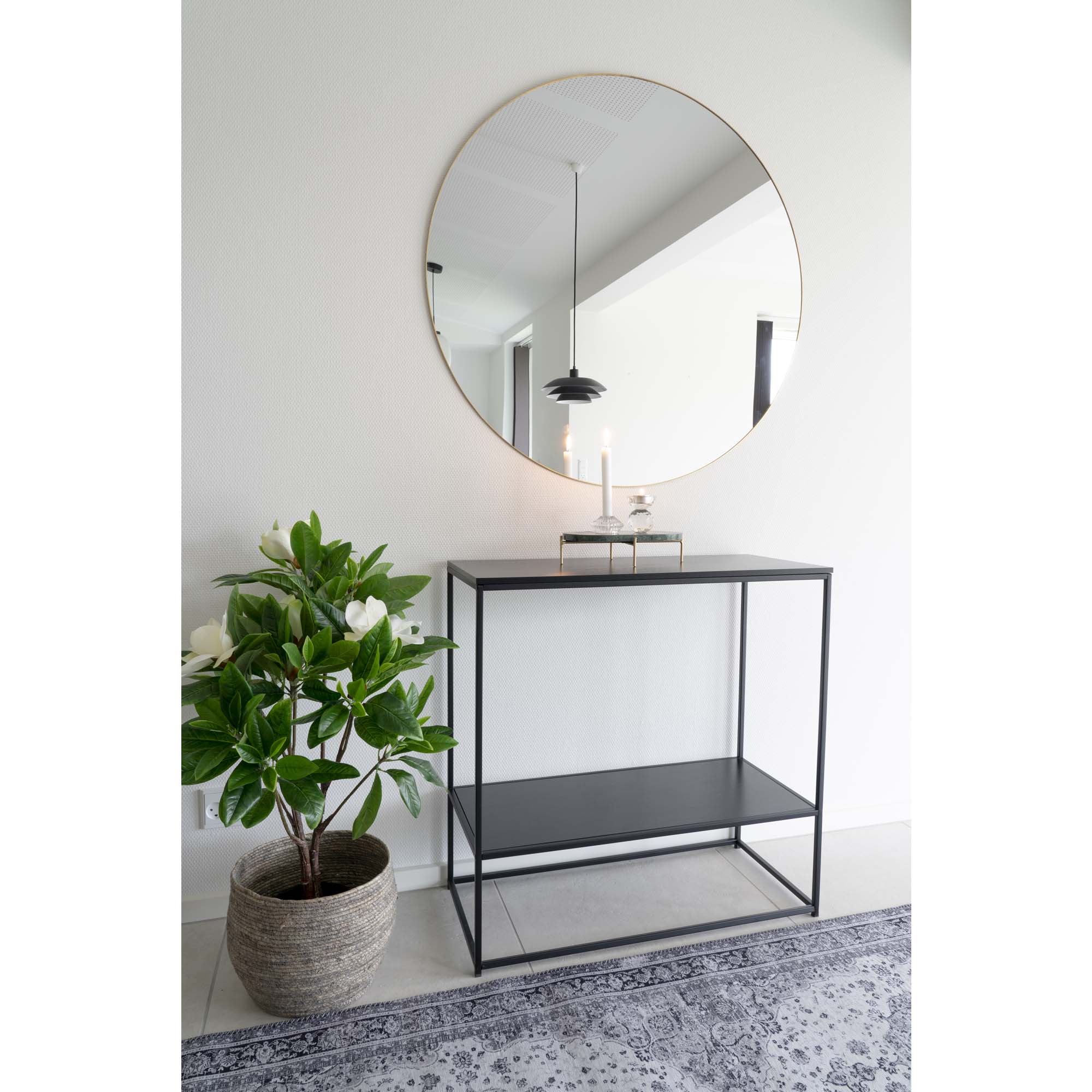 Vita Consoletafel - Consoletafel, 2 planken, zwart, zwart frame 80x36x80 cm