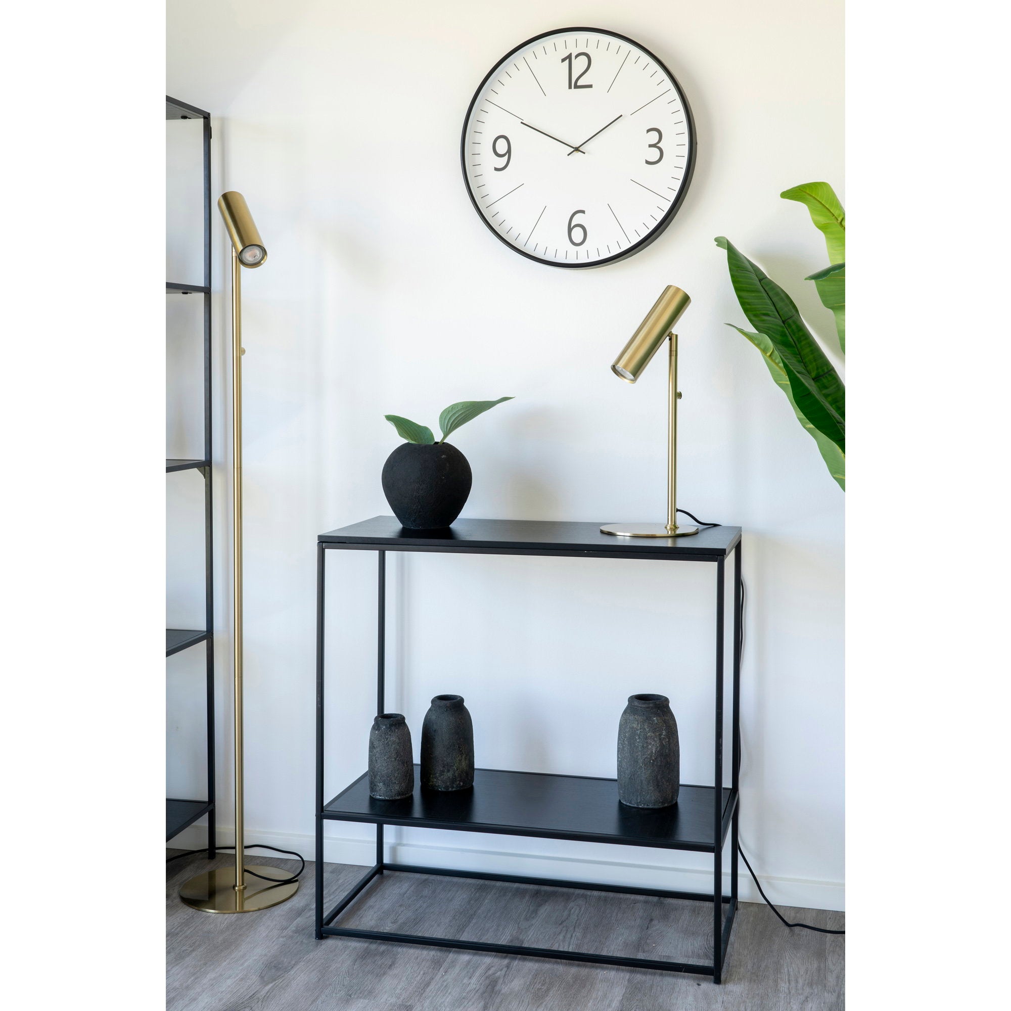 Vita Consoletafel - Consoletafel, 2 planken, zwart, zwart frame 80x36x80 cm