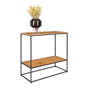 Vita consoletafel - consoletafel, 2 planken, eikenlook, zwart frame 80x36x80 cm