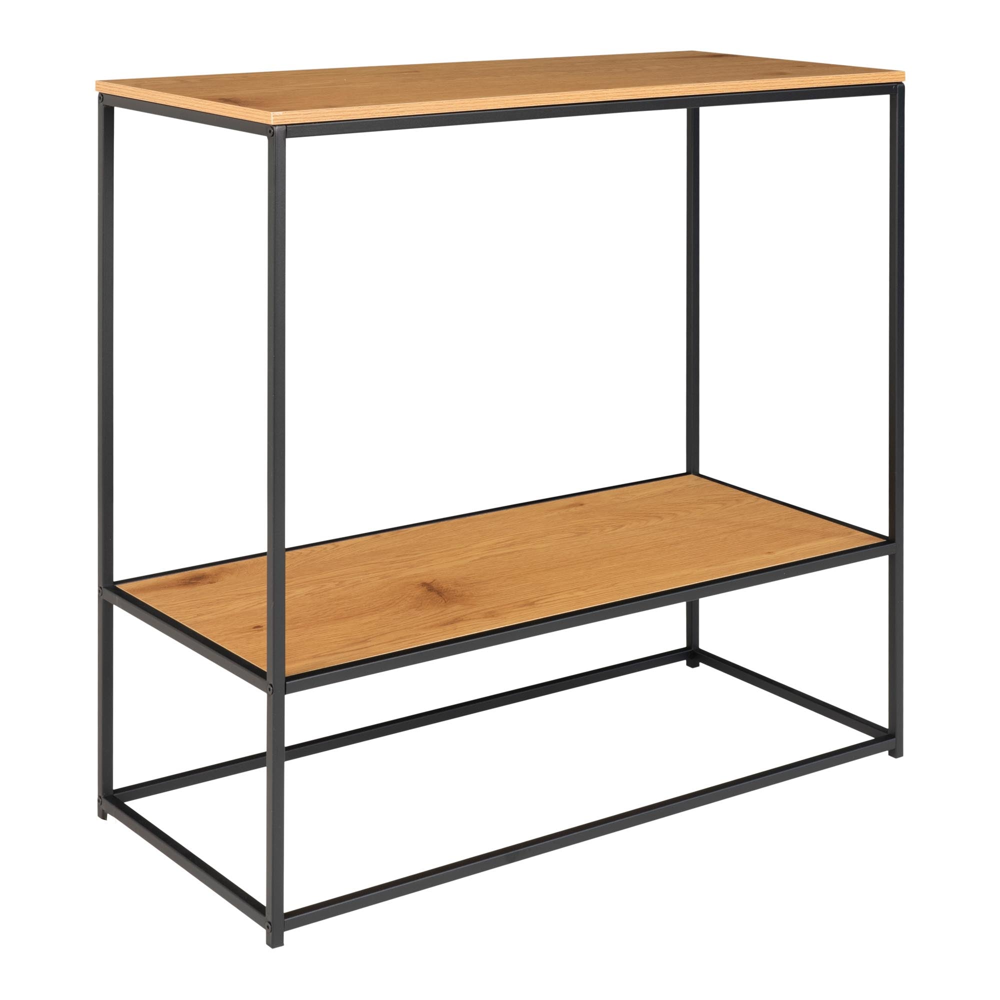 Vita consoletafel - consoletafel, 2 planken, eikenlook, zwart frame 80x36x80 cm