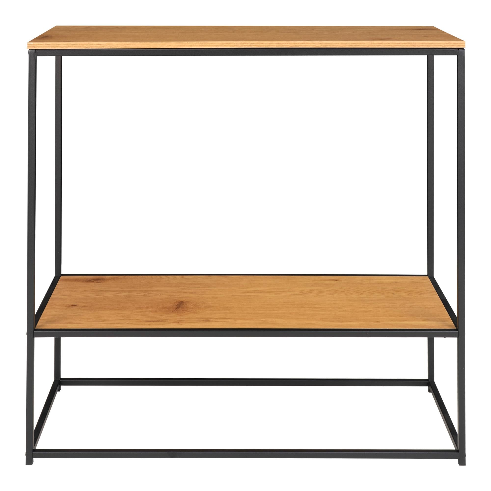 Vita consoletafel - consoletafel, 2 planken, eikenlook, zwart frame 80x36x80 cm