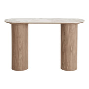 Athens consoletafel - consoletafel met keramisch tafelblad, wit/bruin 40x120x78 cm