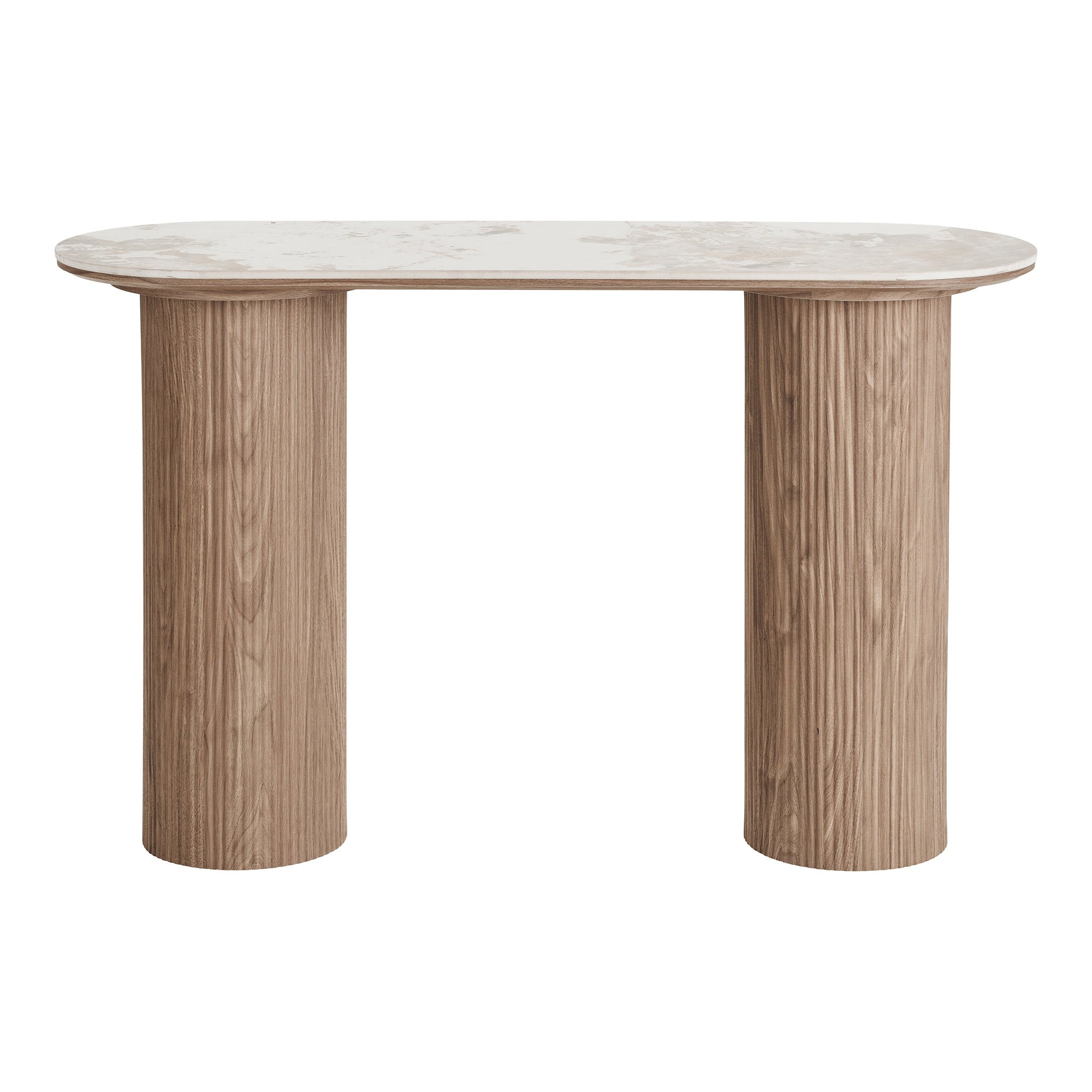 Athens consoletafel - consoletafel met keramisch tafelblad, wit/bruin 40x120x78 cm