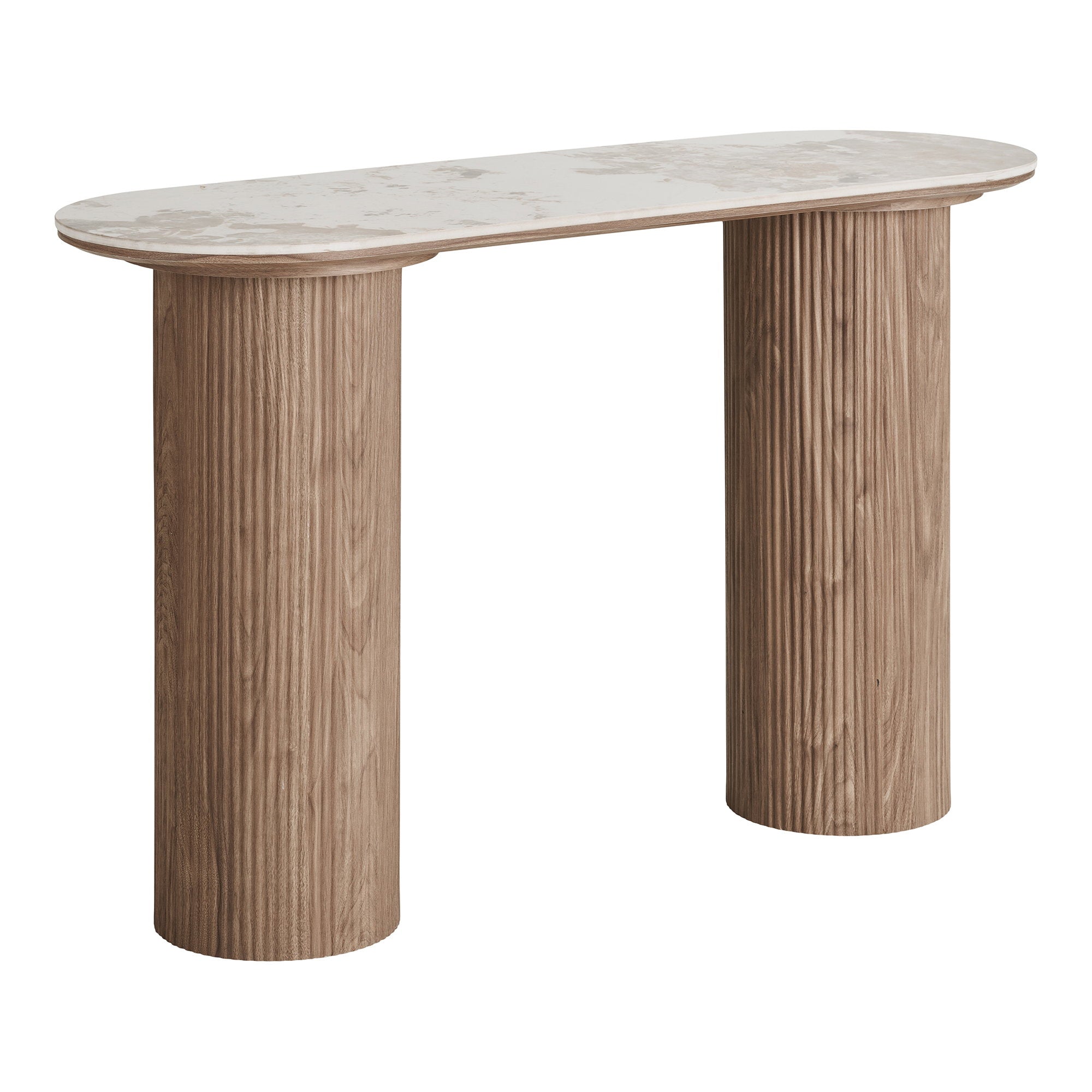 Athens consoletafel - consoletafel met keramisch tafelblad, wit/bruin 40x120x78 cm