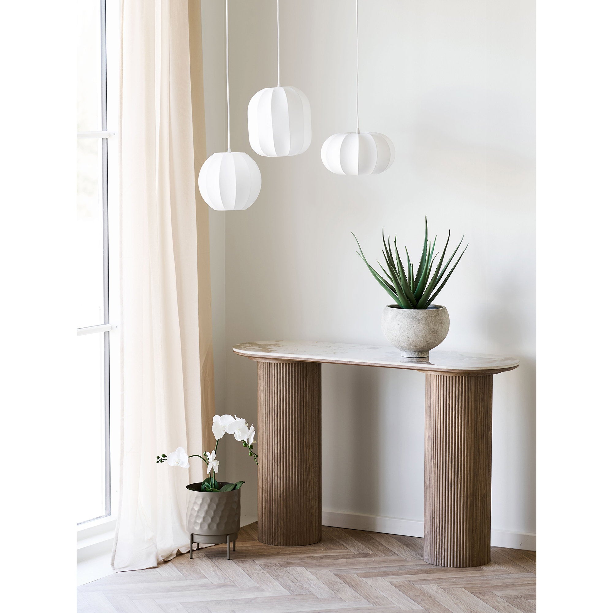 Athens consoletafel - consoletafel met keramisch tafelblad, wit/bruin 40x120x78 cm