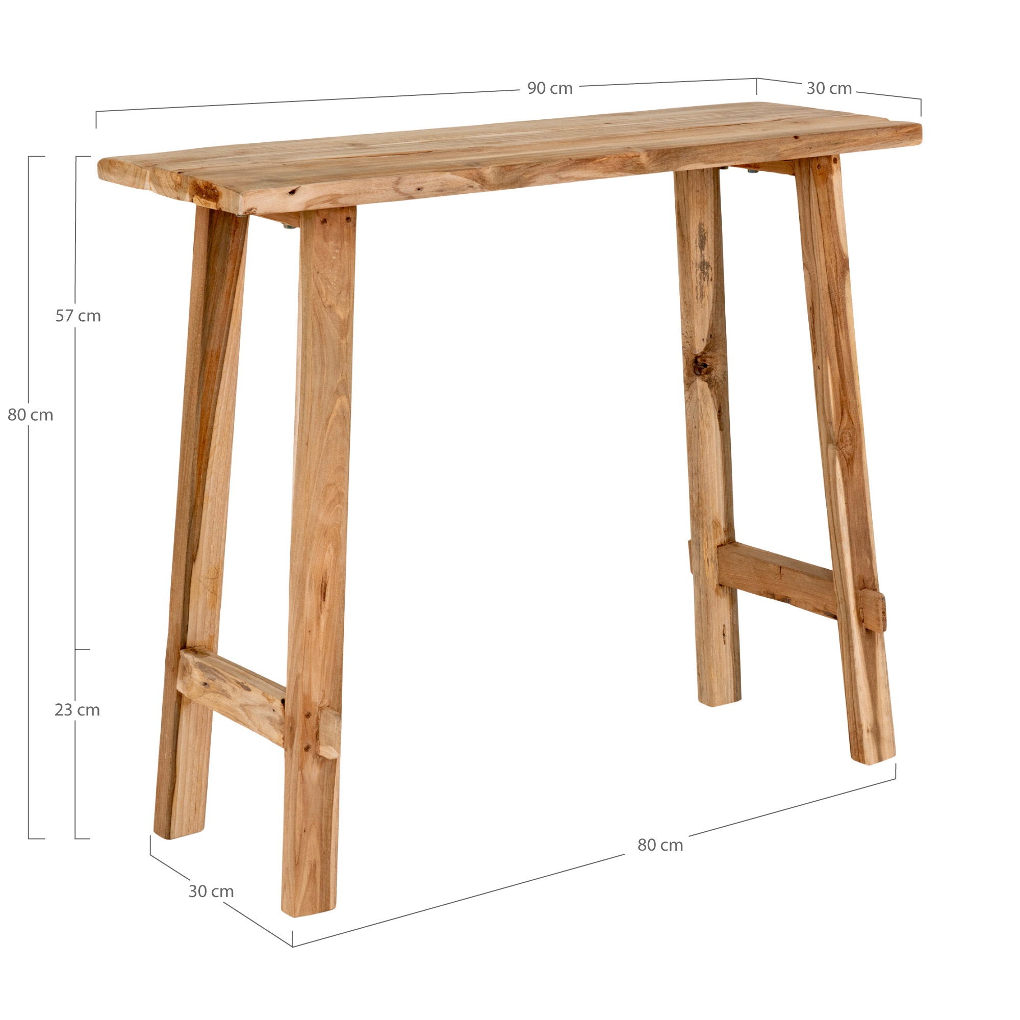 Girona Consoletafel - Consoletafel, teakhout, naturel 90x30x80 cm
