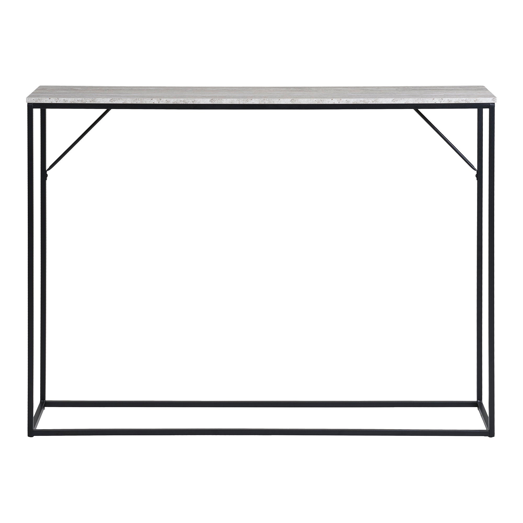 Vita consoletafel - 1 plank, in travertijnlook, zwart frame 110x26x80 cm