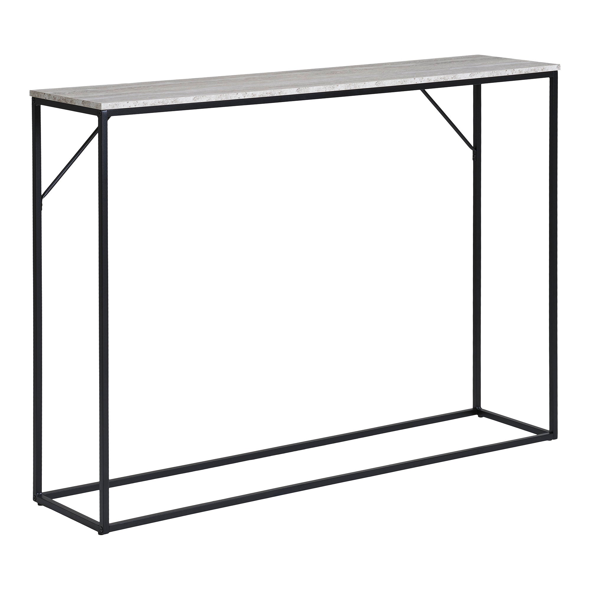 Vita consoletafel - 1 plank, in travertijnlook, zwart frame 110x26x80 cm