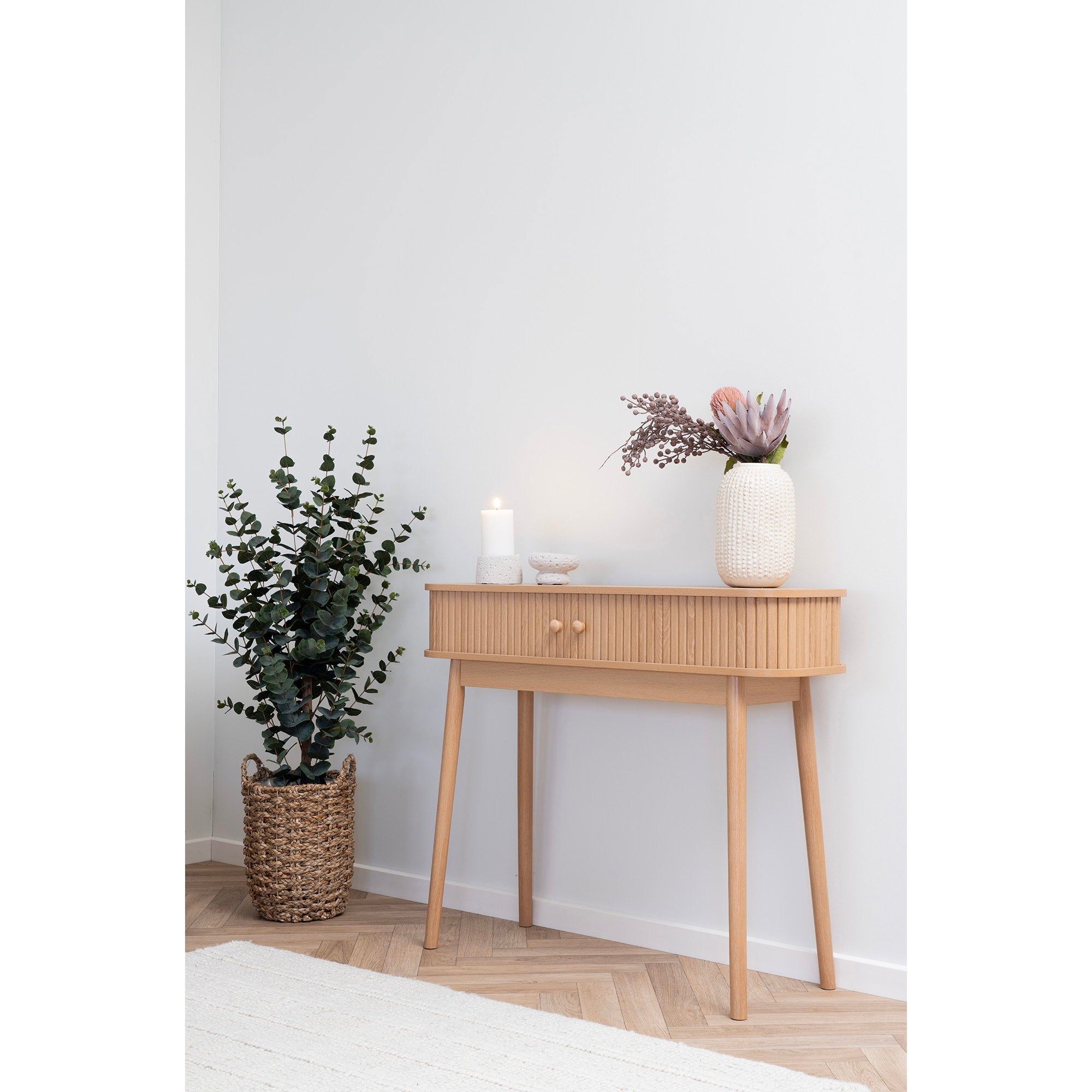 Nikko consoletafel - consoletafel, 2 deuren, naturel 100x30x80 cm