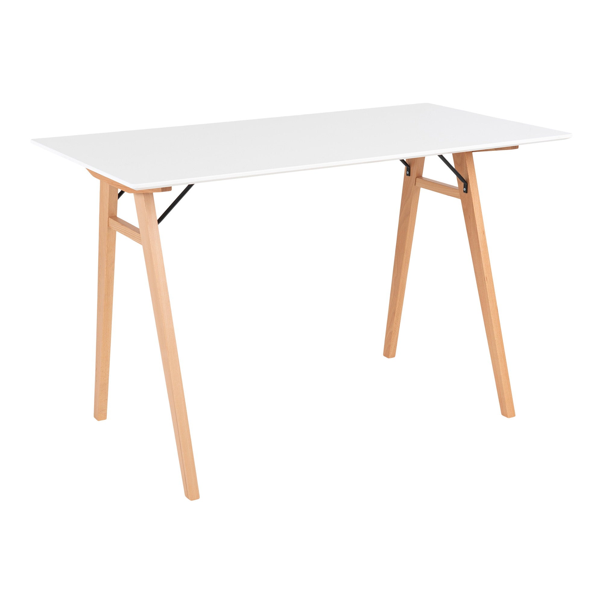 Vojens Desk - Bureau, wit en naturel 120x60x75 cm